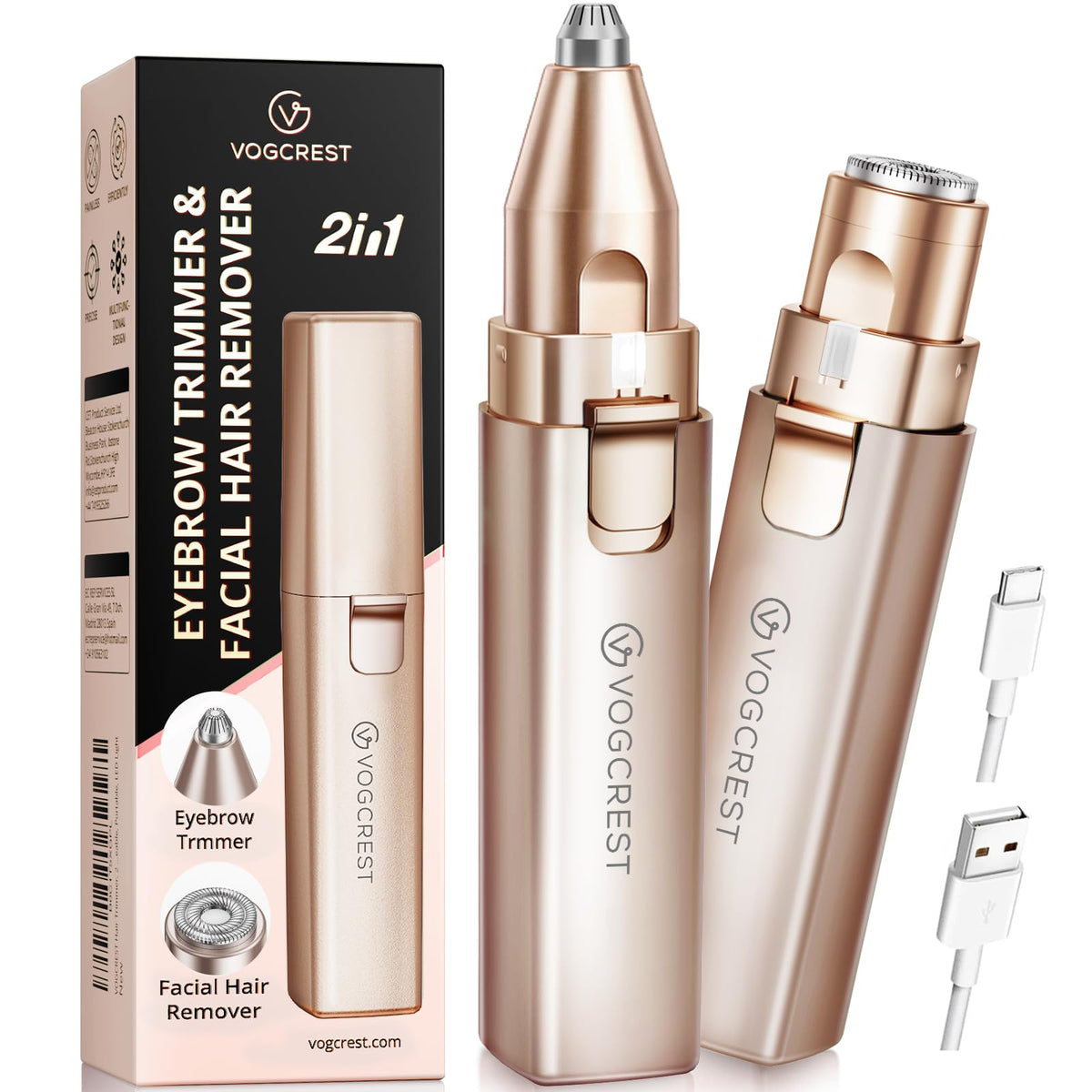 VG VOGCREST Rechargeable Facial Hair Remover for Women 2 in - VG VOGCREST Official Imagery - 2