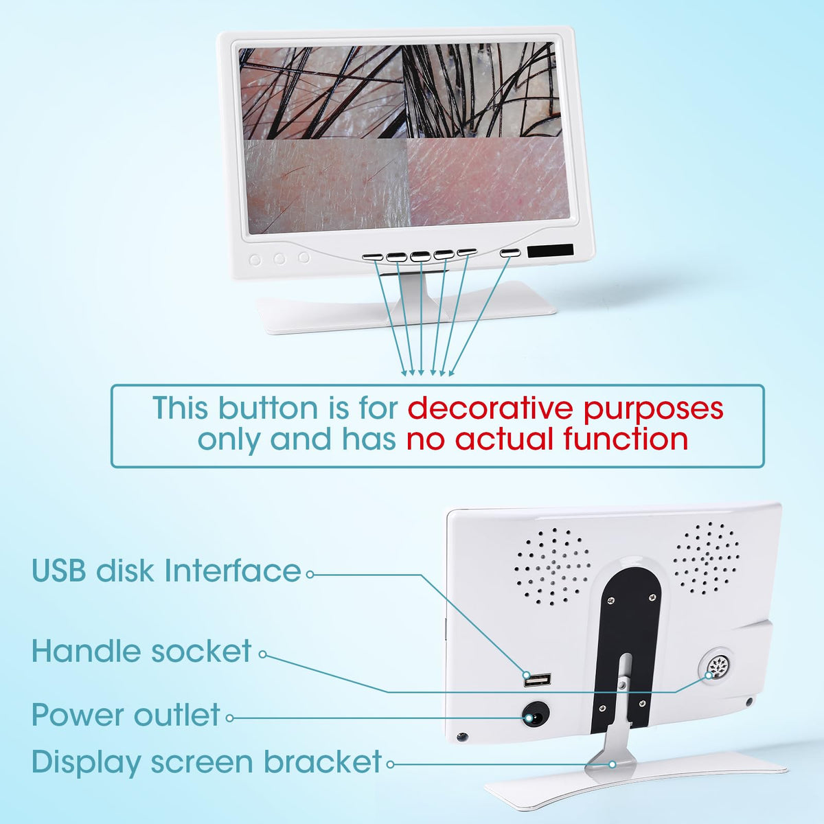 7 Inch Scalp Skin Analysis Microscope 50X 200X Dual Lens HD - Lmaqfum Official Imagery - 6