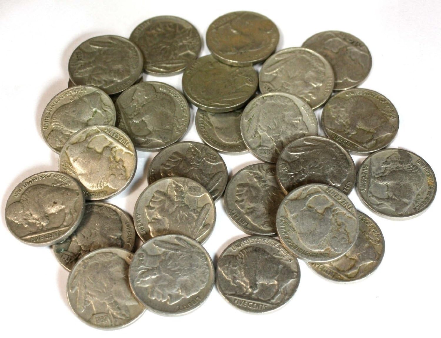 Collection of 25 Full Date Indian Head / Buffalo Nickels. - Product Imagery