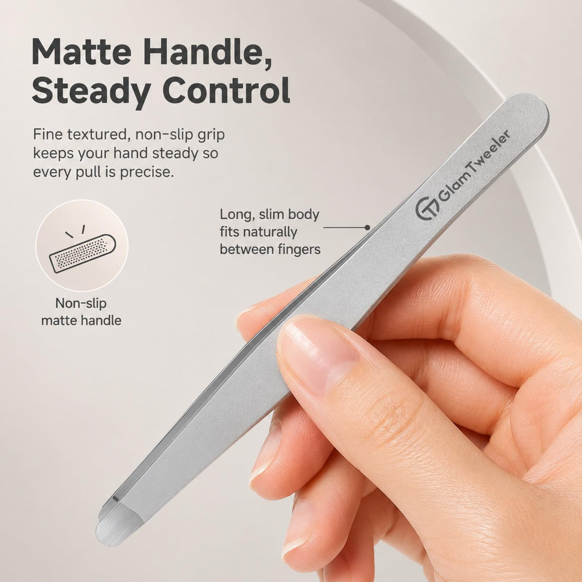 Premium Hand Made Tweezers with Safe Rounded Tip Comfort - GlamTweeler Official Imagery - 4
