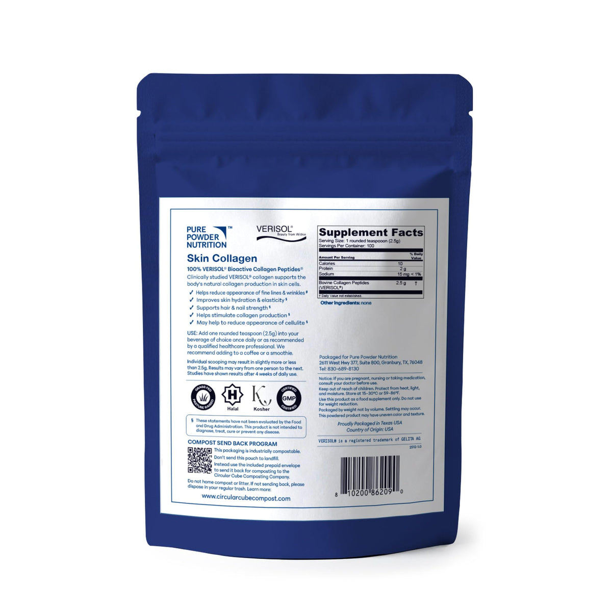 Skin Collagen with VERISOL Bioactive Collagen Peptides for - Pure Powder Nutrition Official Imagery - 3