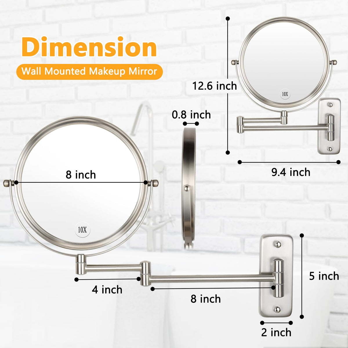 Wall Mounted Makeup Mirror - ALHAKIN Official Imagery - 3