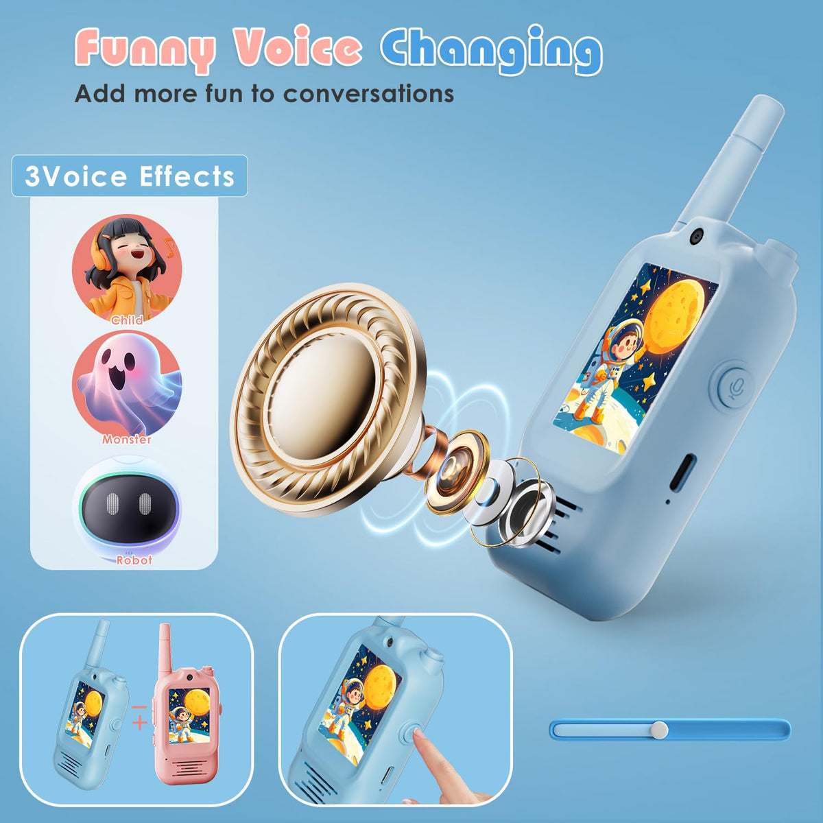 Video Walkie Talkies for Kids Rechargeable 2 Pack Camera - Bafena Official Imagery - 7
