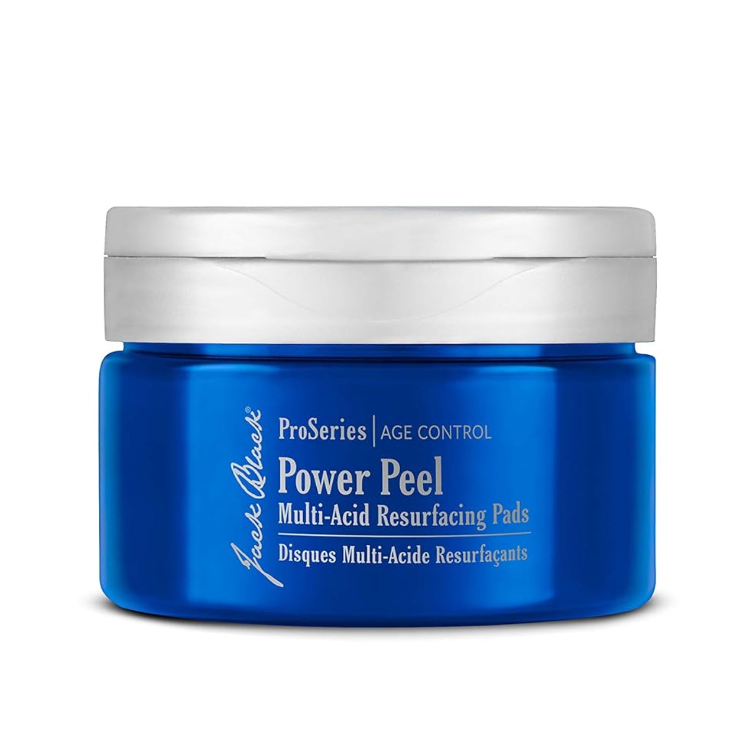 Elefair Jack Black Power Peel multi-acid resurfacing pads in a 45-count pack, featuring textured pads for skincare exfoliation.