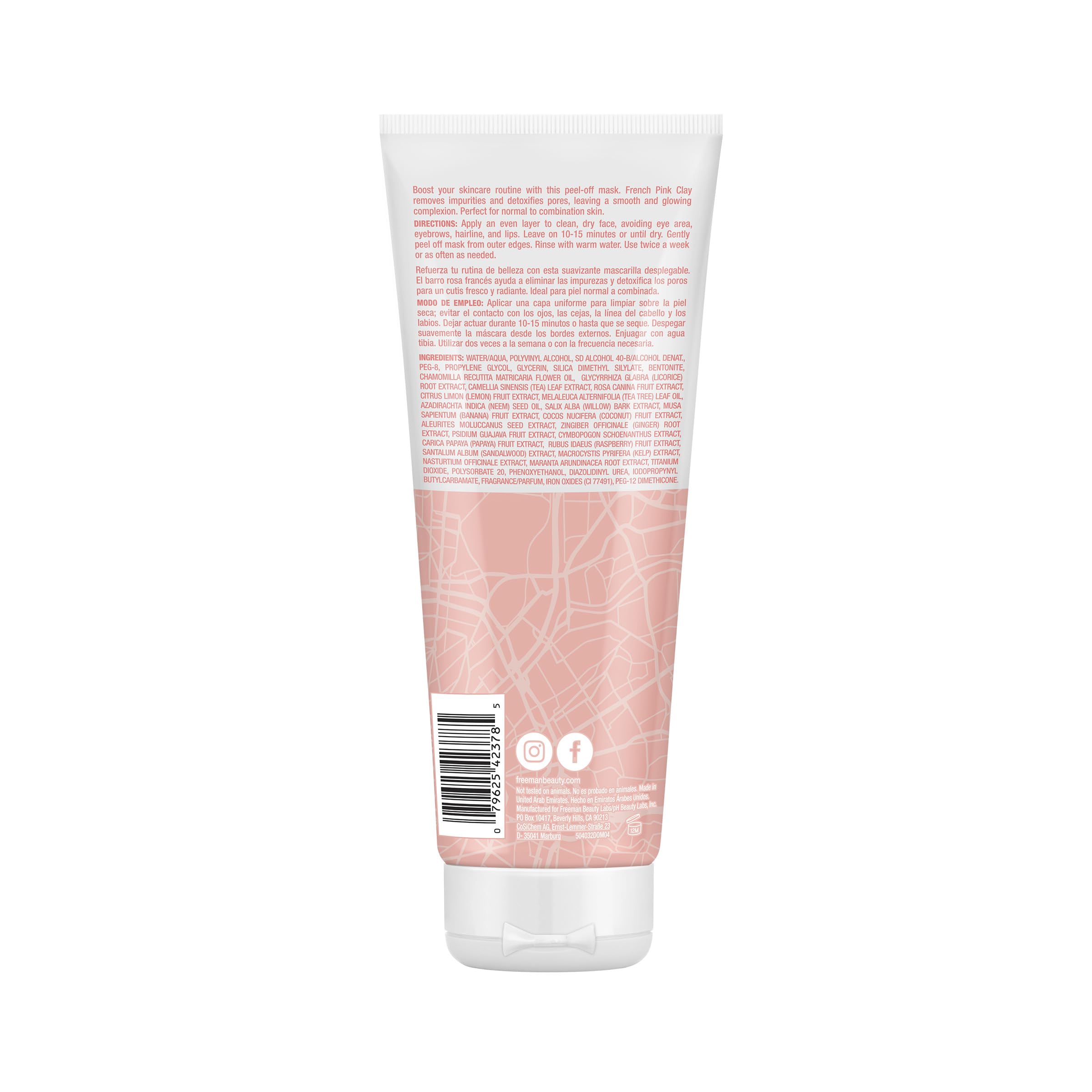 Freeman Exotic Blends French Pink Clay Peel Off Face Mask, 6 fl - Freeman