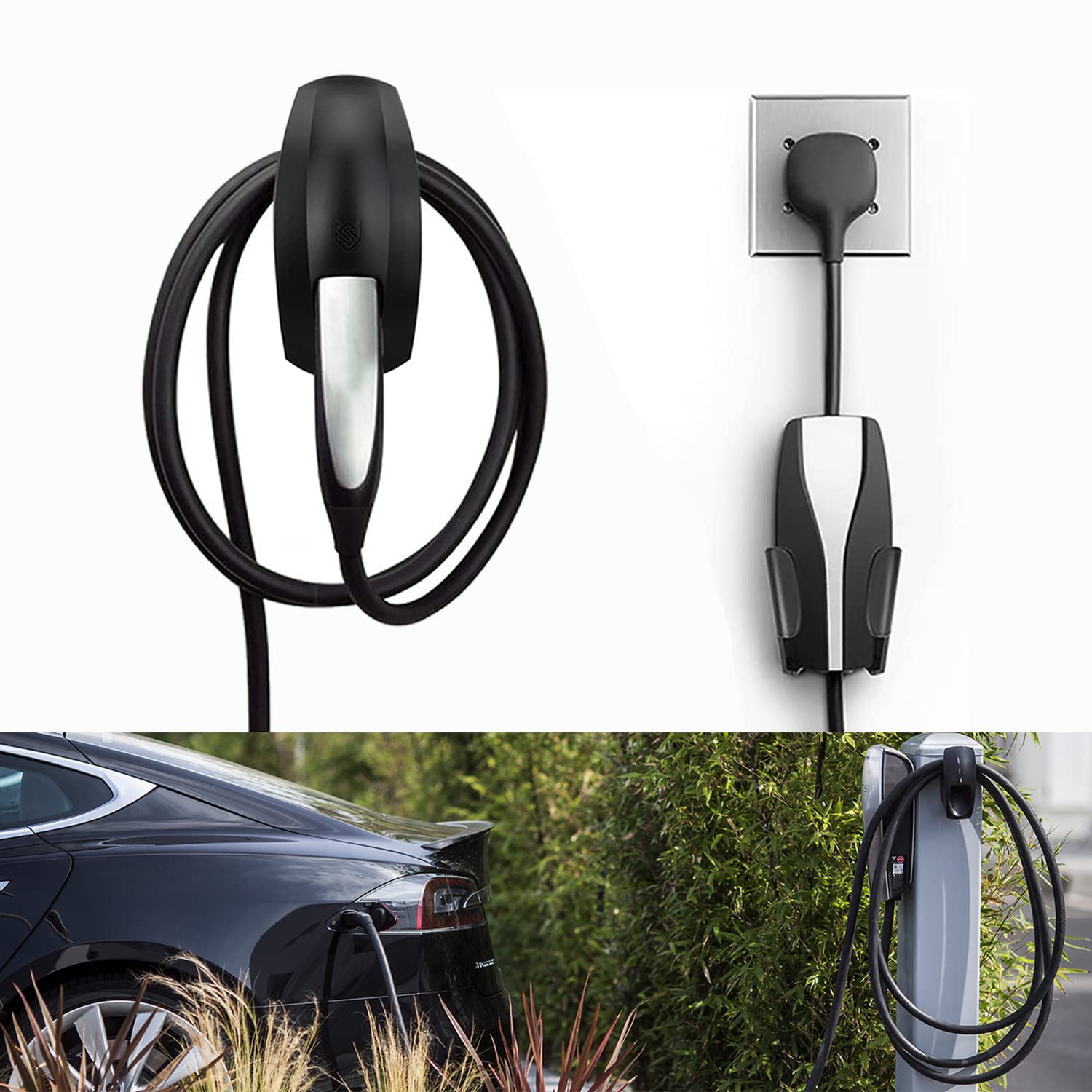 SEVEN SPARTA Charging Cable Holder Wall Mount for Tesla Charger, Black - SEVEN SPARTA Official Product View 1