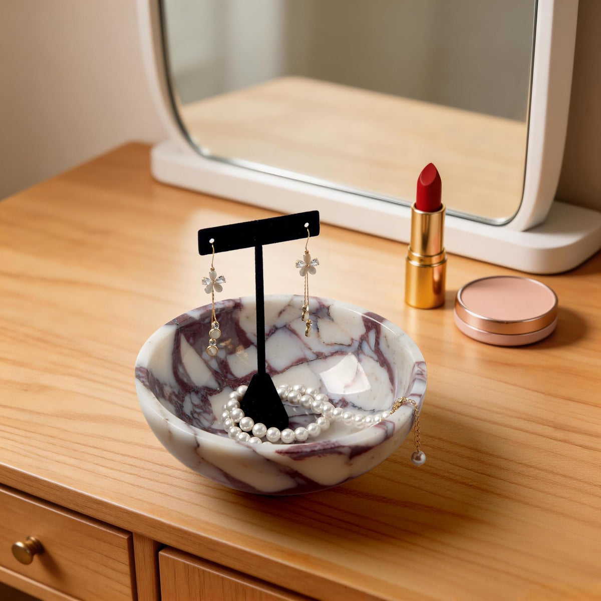 Luxury Natural Marble Catchall Bowl Jewelry Dish Trinket - Metolira Official Imagery - 5