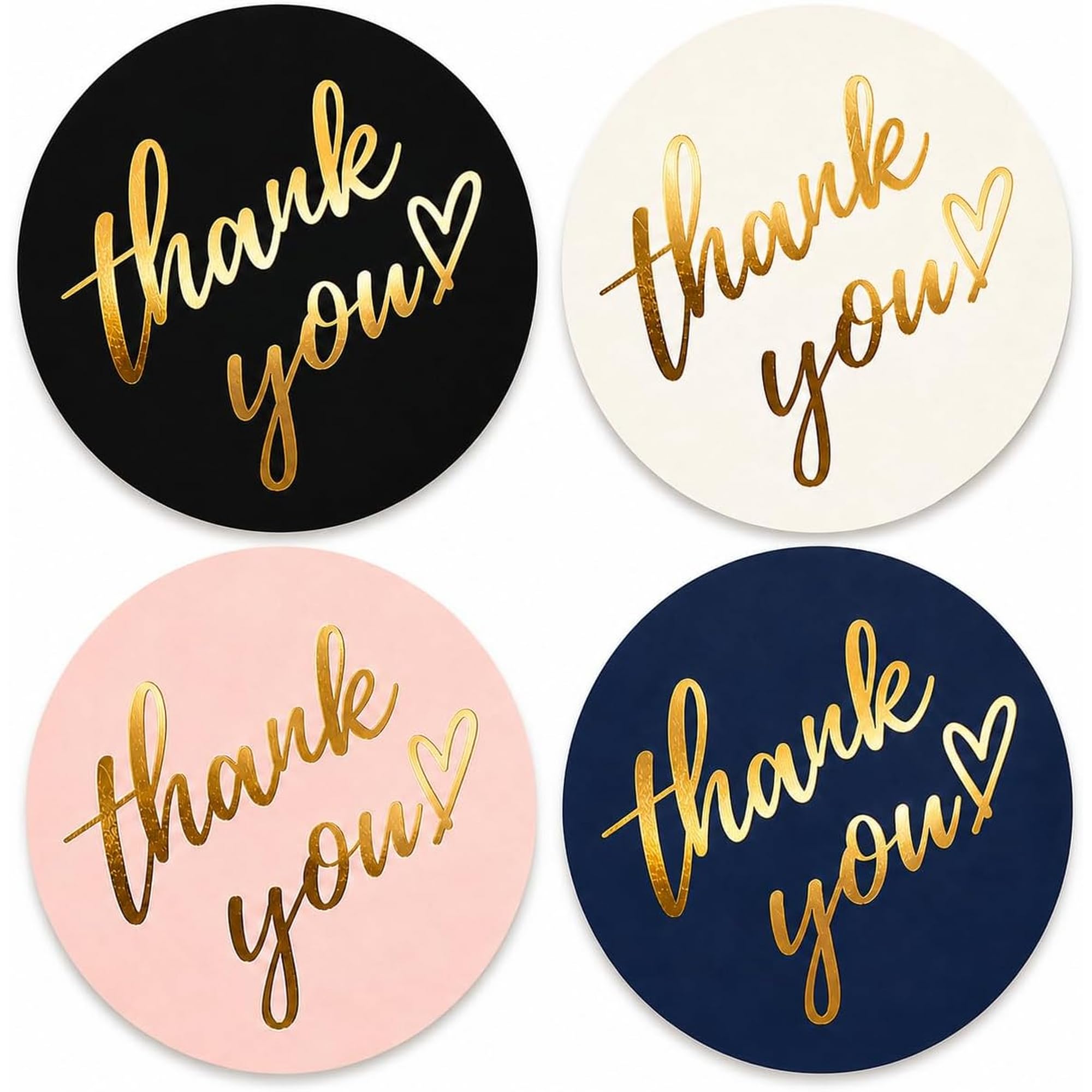 500 PCS Thank You Sticker Labels Roll, 1.5 Inch Round Gold Foil - Product Imagery