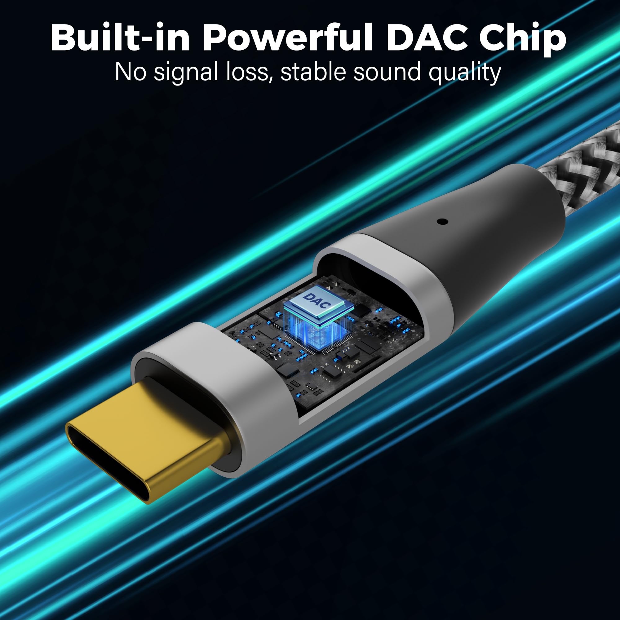 Conable USB C to 1/4" TRS Stereo Audio Cable 4FT, Unidirectional by Conable - Angle View 7