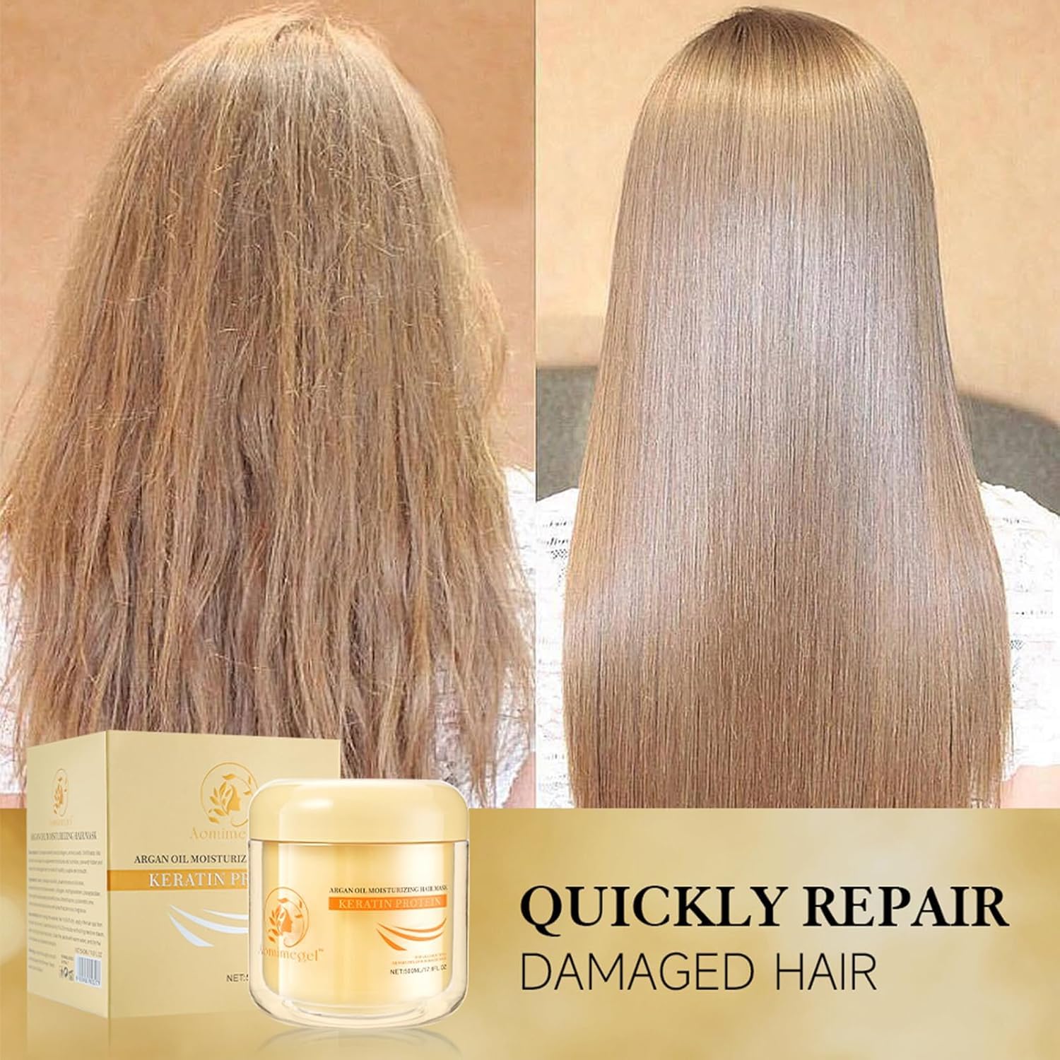 Collagen Repair Hair Mask for Dry Damaged Hair 16 9 oz - Aomimegel Official Imagery - 7