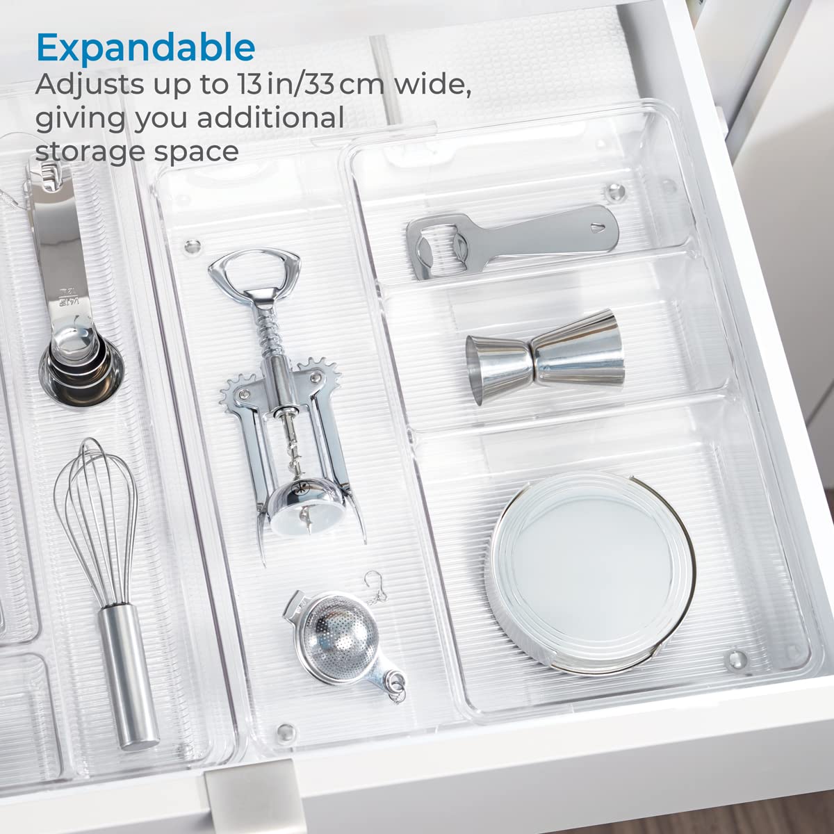 iDesign Linus BPA-Free Plastic Divided Expandable Drawer Organizer Tra - View 3