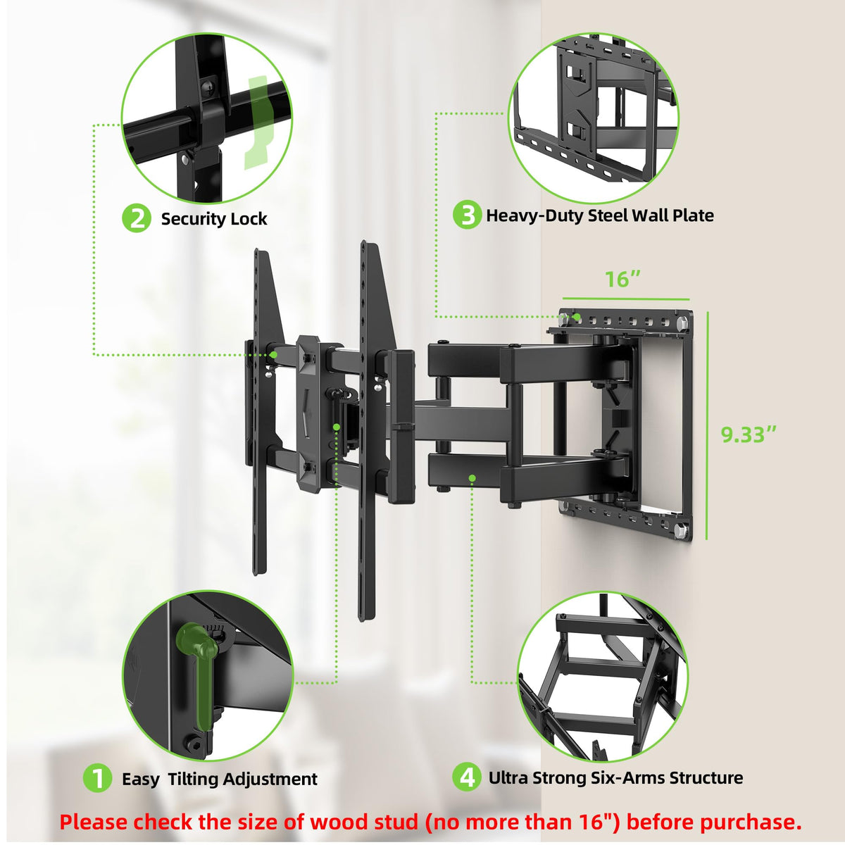 USX Mount Full Motion TV Wall Mount for Most 42 90 inch Flat - USX MOUNT Official Imagery - 5