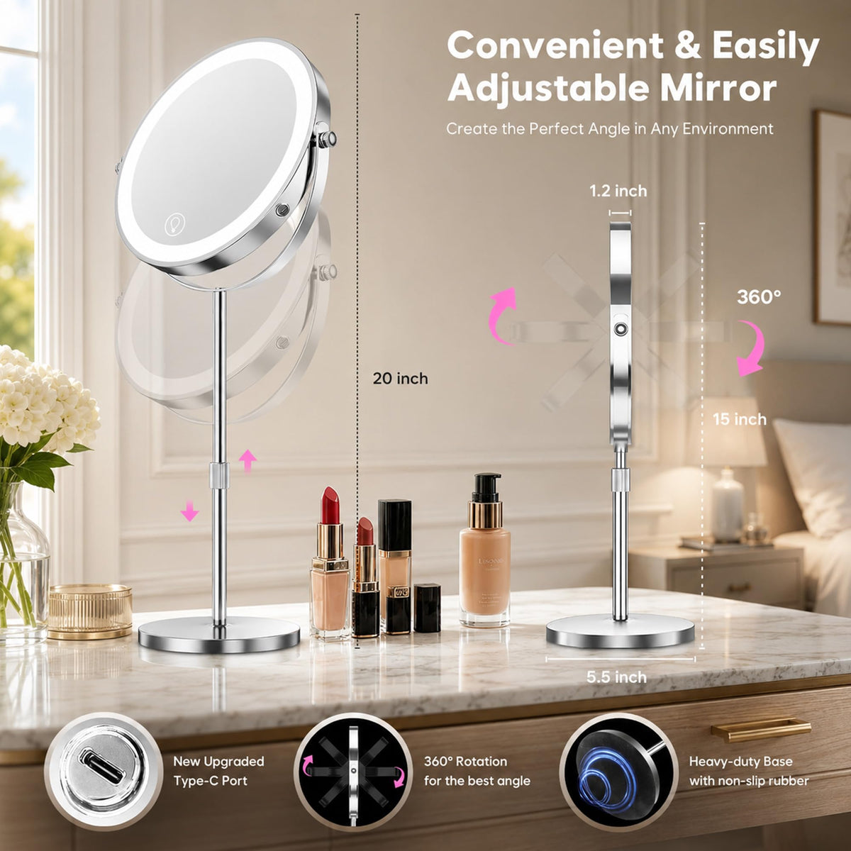 Dienmern 1X 30X Makeup Mirror with Lights 9 Magnifying - Dienmern Official Imagery - 3