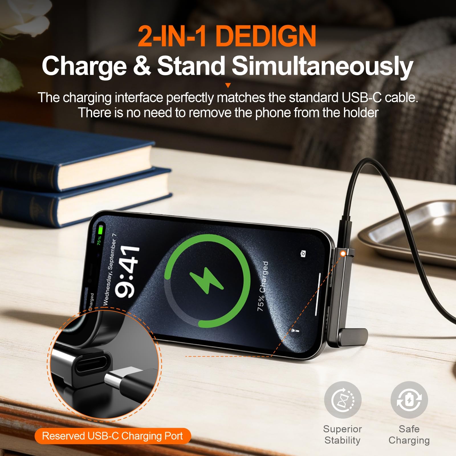 Aurioen 240W USB-C 360° Charging Adapter with Stand 2-Pack