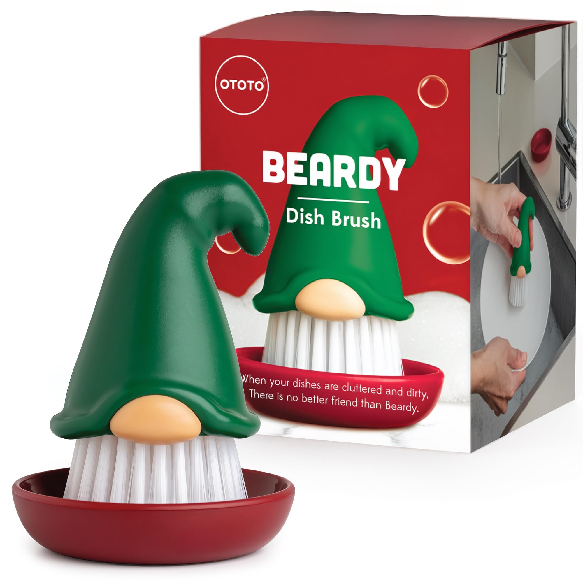 OTOTO Gnome Dish Brush with Handle - Cleaning Brush, Vegetable Brush, - View 10