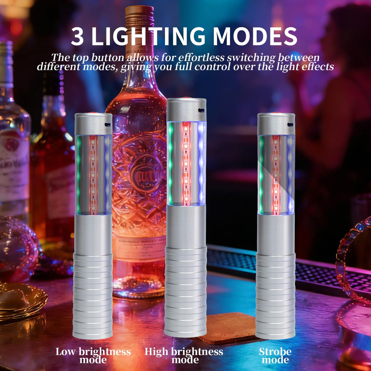 2 Pcs Upgrade Bottle Service Lights LED Strobe Baton Bottle - KEPARTYCAI Official Imagery - 3