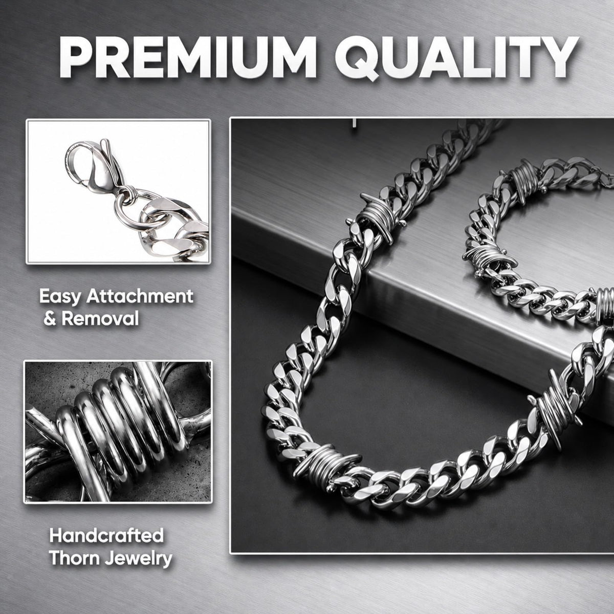 Kigeli Barbed Wire Necklace and Bracelet Set with Jewelry - Kigeli Official Imagery - 4