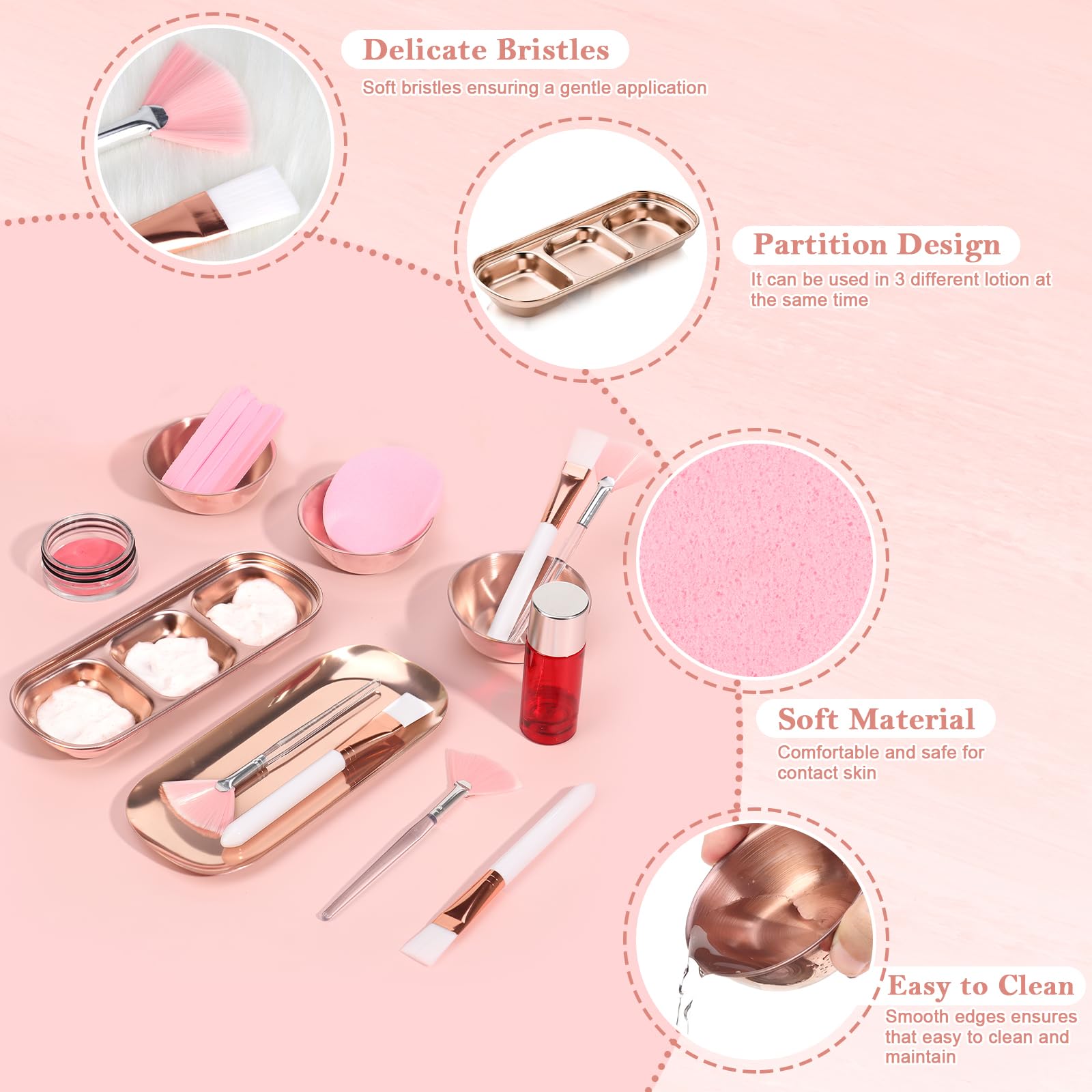 23 Pcs Rose Gold Esthetician Supplies 3 Stainless Steel Facial - DLUGOPIS