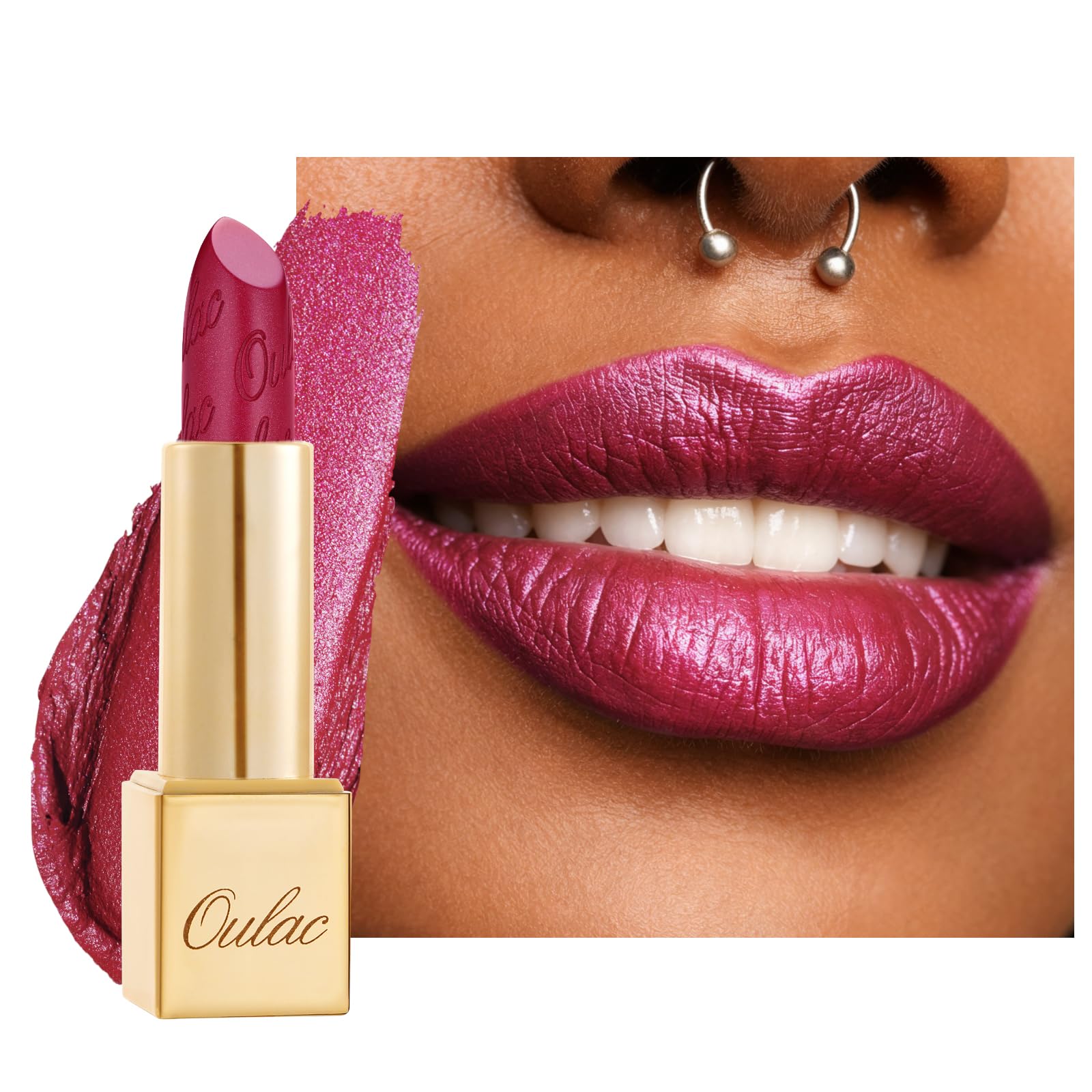Oulac Metallic Lipstick for Women with Lightweight Hydrating Formula, - View 10