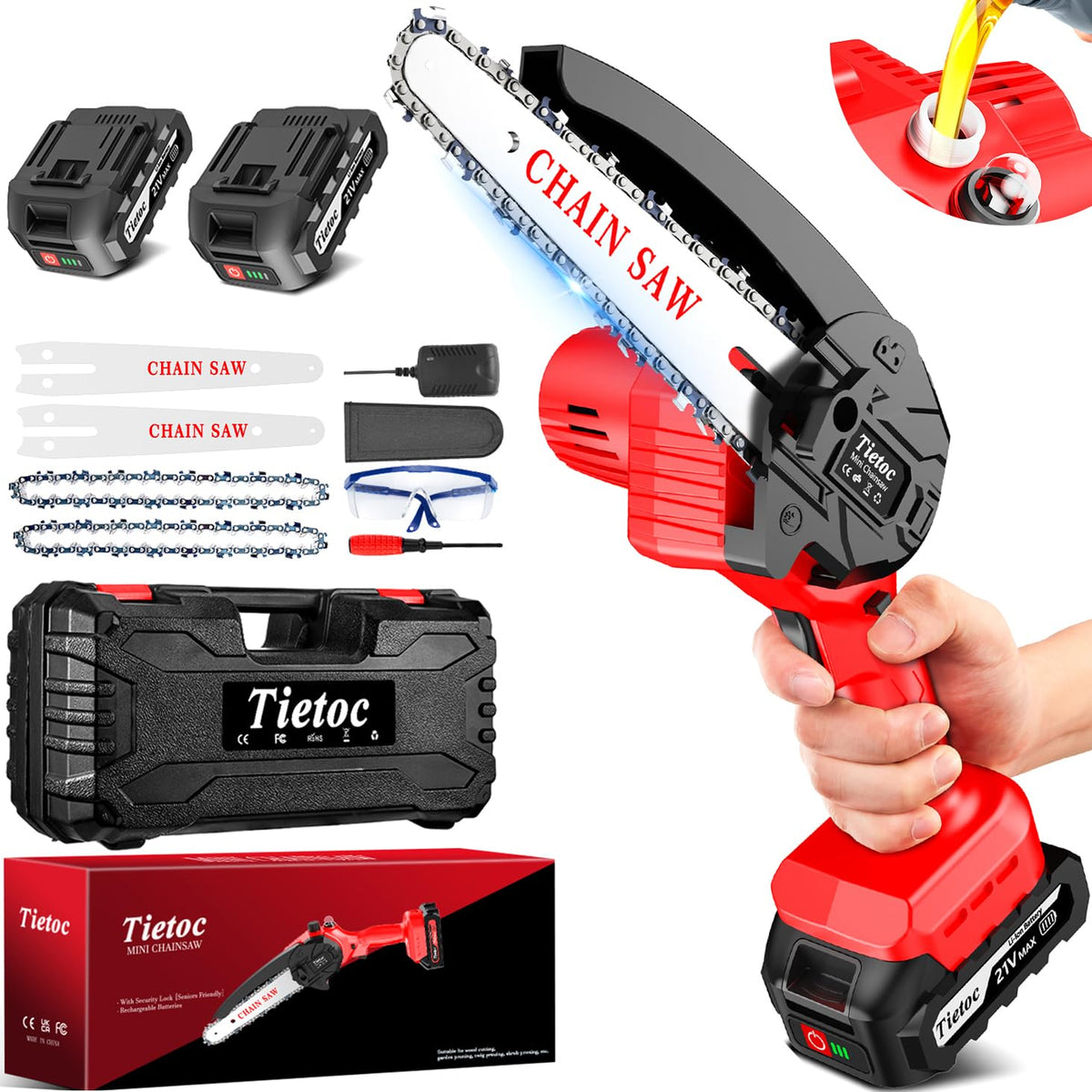 Tietoc Mini Chainsaw 6 Inch with 2 Batteries Electric Saw - tietoc Official Imagery - 8