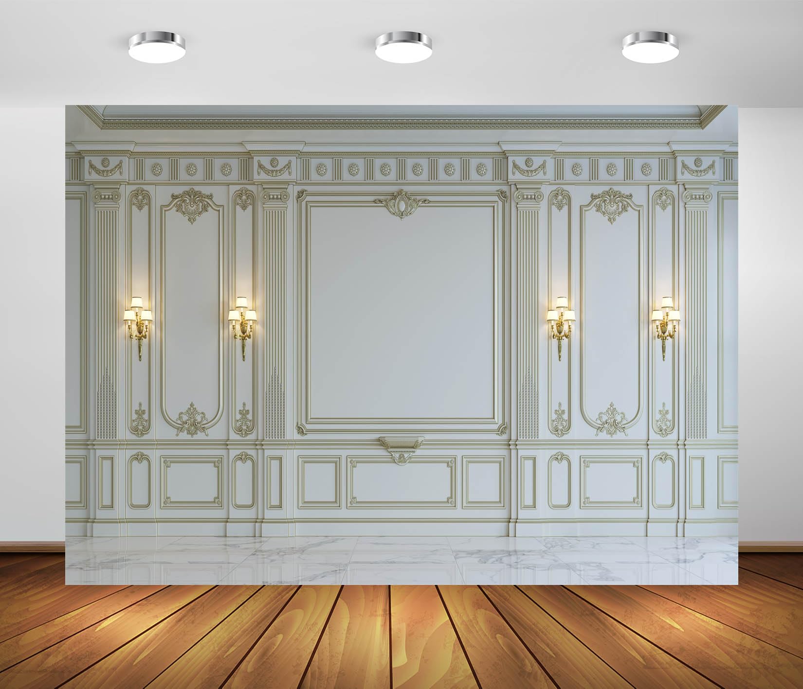 BELECO 7x5ft vintage fabric backdrop with white wall design, ideal for living room photography, parties, and studio decor.