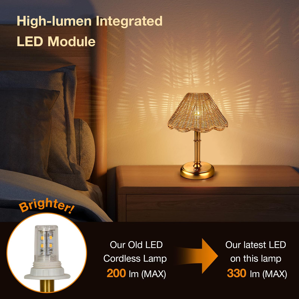 Mini Cordless Boho Rattan Table lamp 5200 mAh Rechargeable - Folux Official Imagery - 6