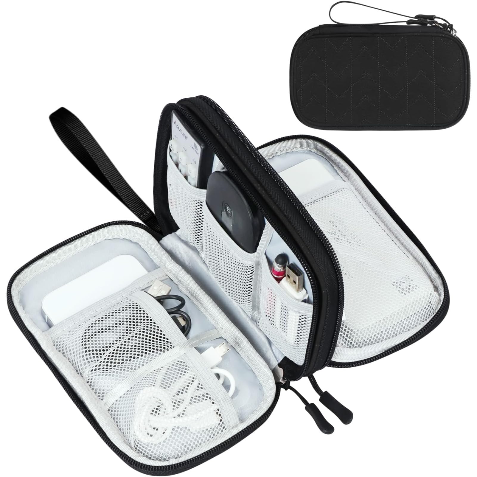 FYY Electronic Organizer, Travel Tech Pouch, Cable Organizer Black Qui - View 1