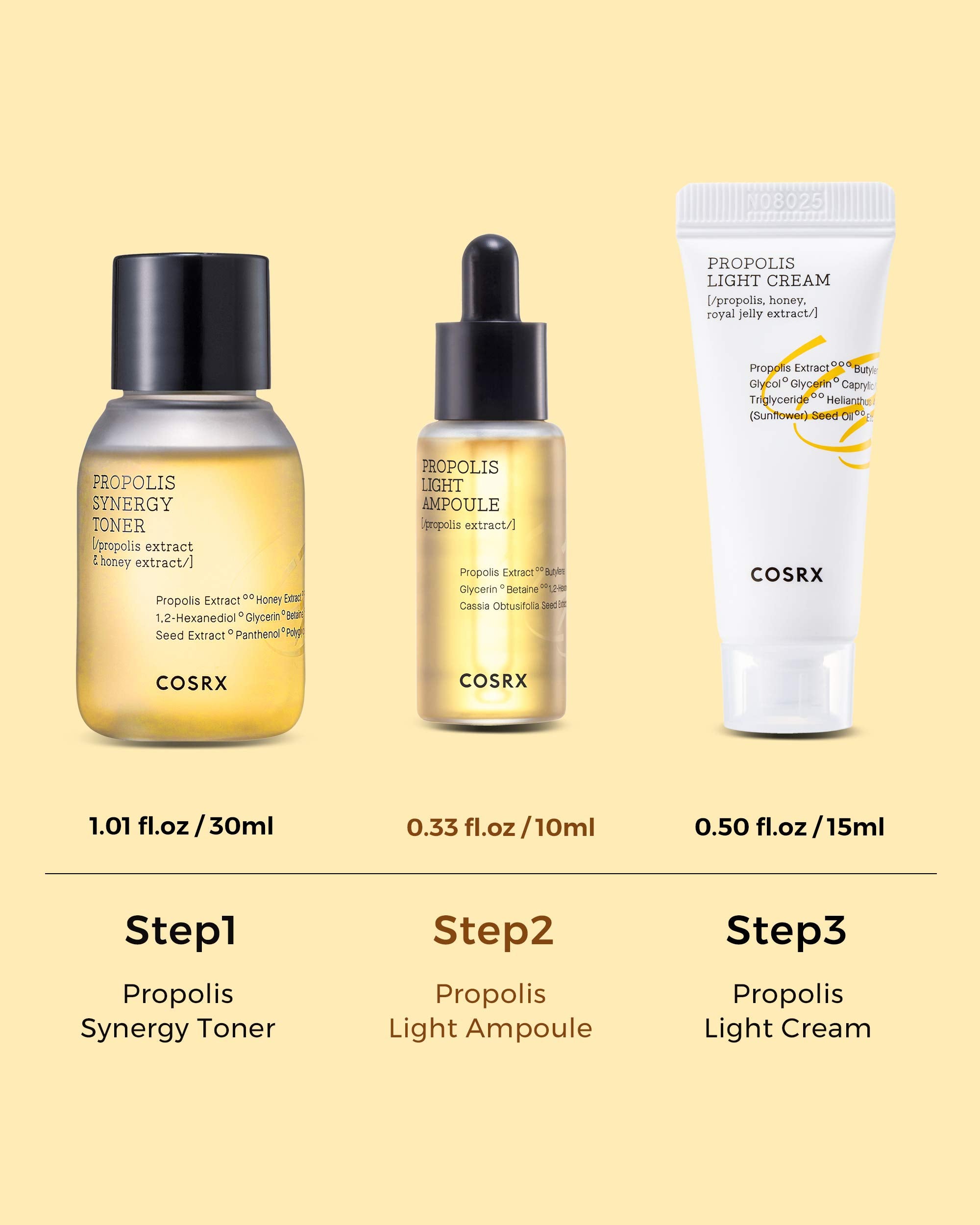 COSRX Honey Glow Kit, Propolis Toner, Serum &amp; Cream, Travel - COSRX
