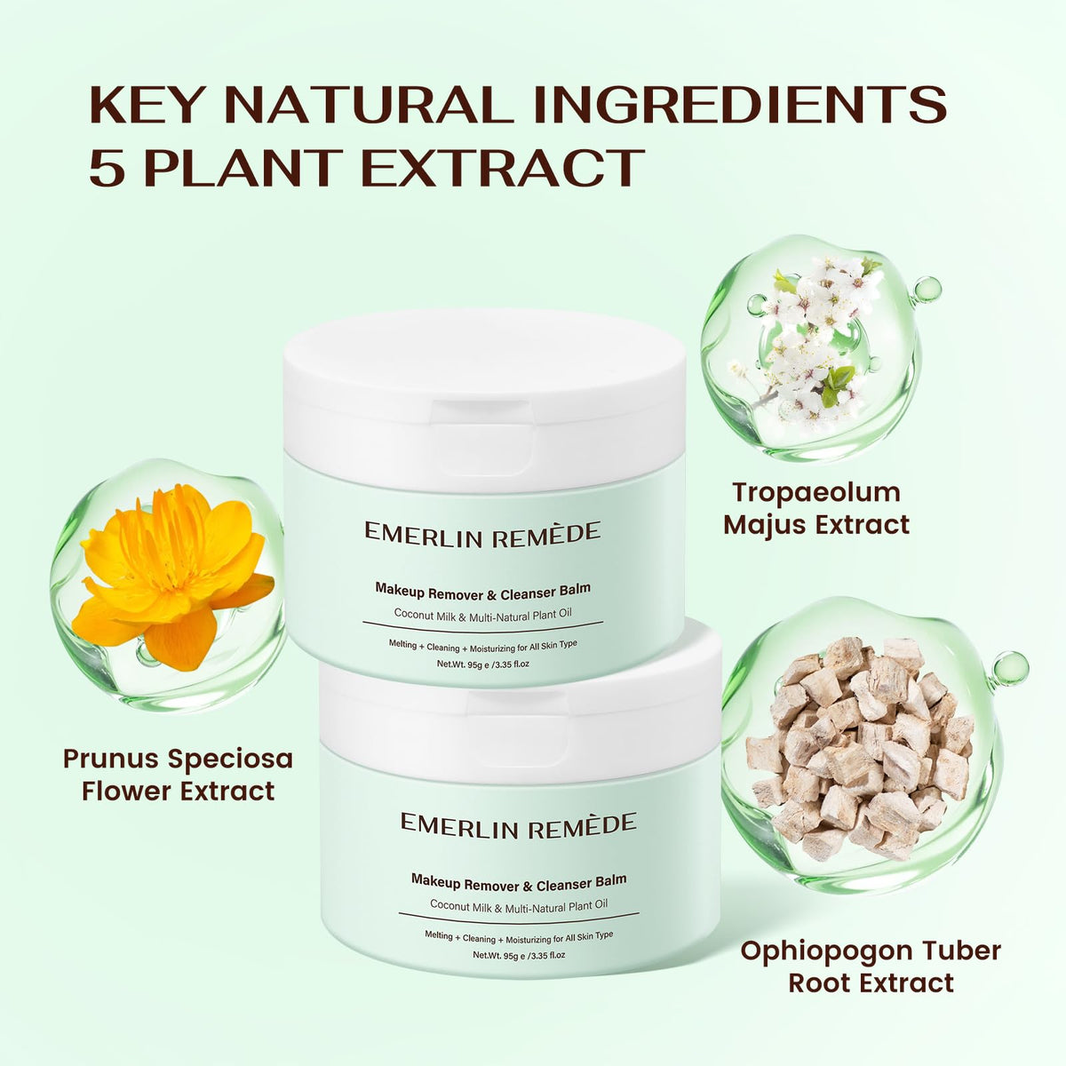 Makeup Remover Cleanser Balm with Coconut Milk Multi Natrual - Emerlin Remède Official Imagery - 5