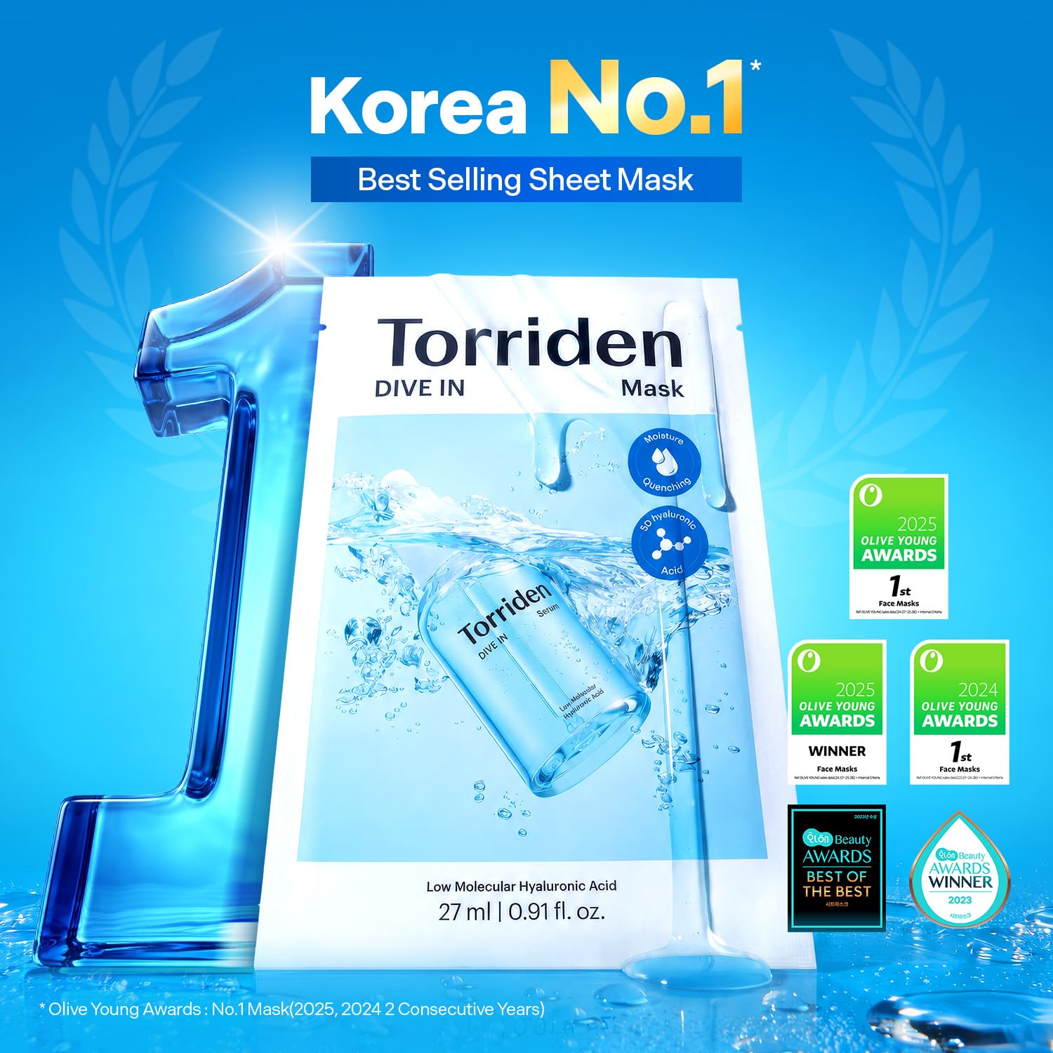 Torriden DIVE IN Hyaluronic Acid Facial Mask (10 sheets) - Torriden