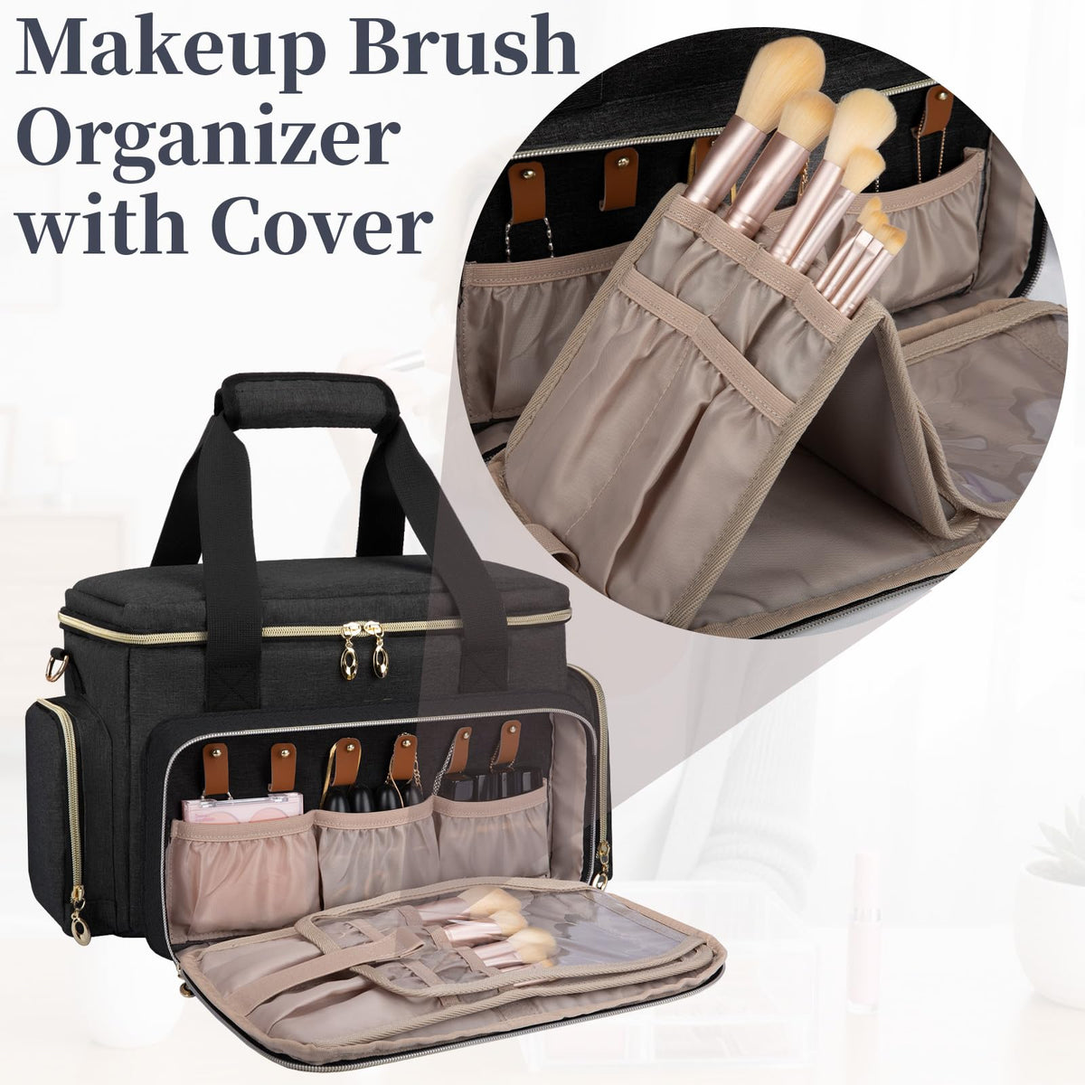 Large Makeup Bag Portable Travel Makeup Bag Organizer - GDNasist Official Imagery - 4