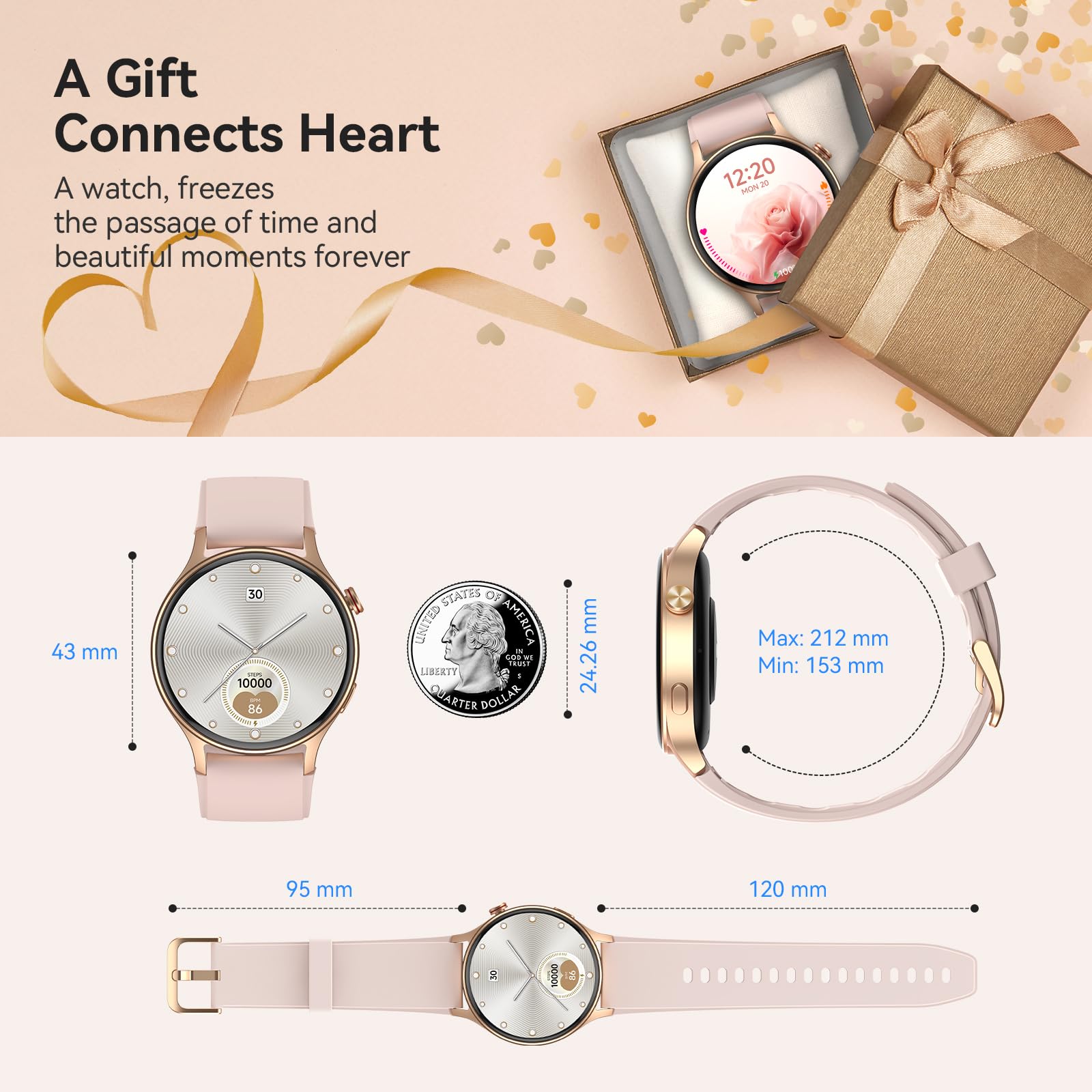aeac Smart Watch for Women, Answer/Make Call, 1.32'' AMOLED Ultra-Clea - View 6