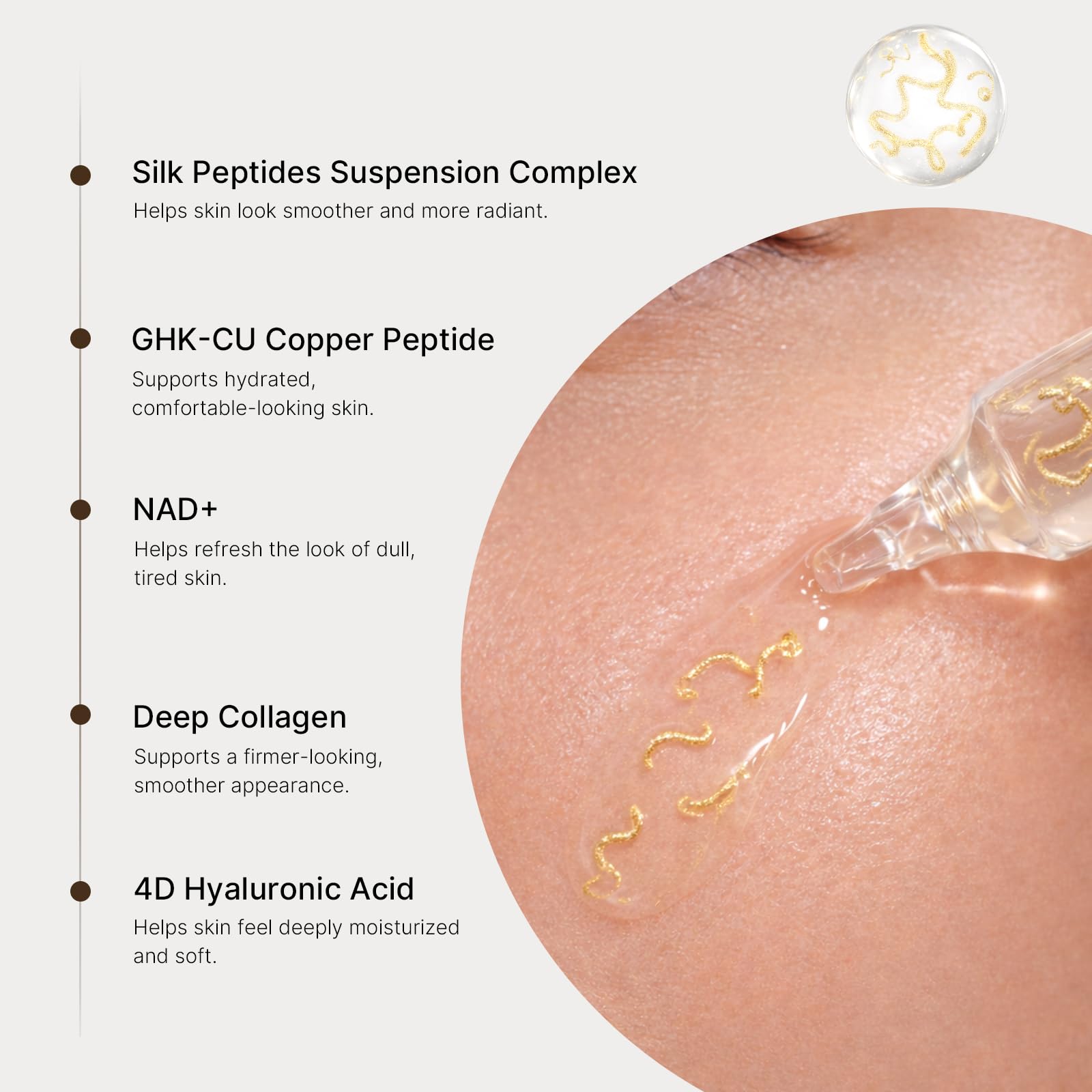 Glow Intensive Silk Peptides Collagen GHK-Cu Copper Peptides - Ficeco