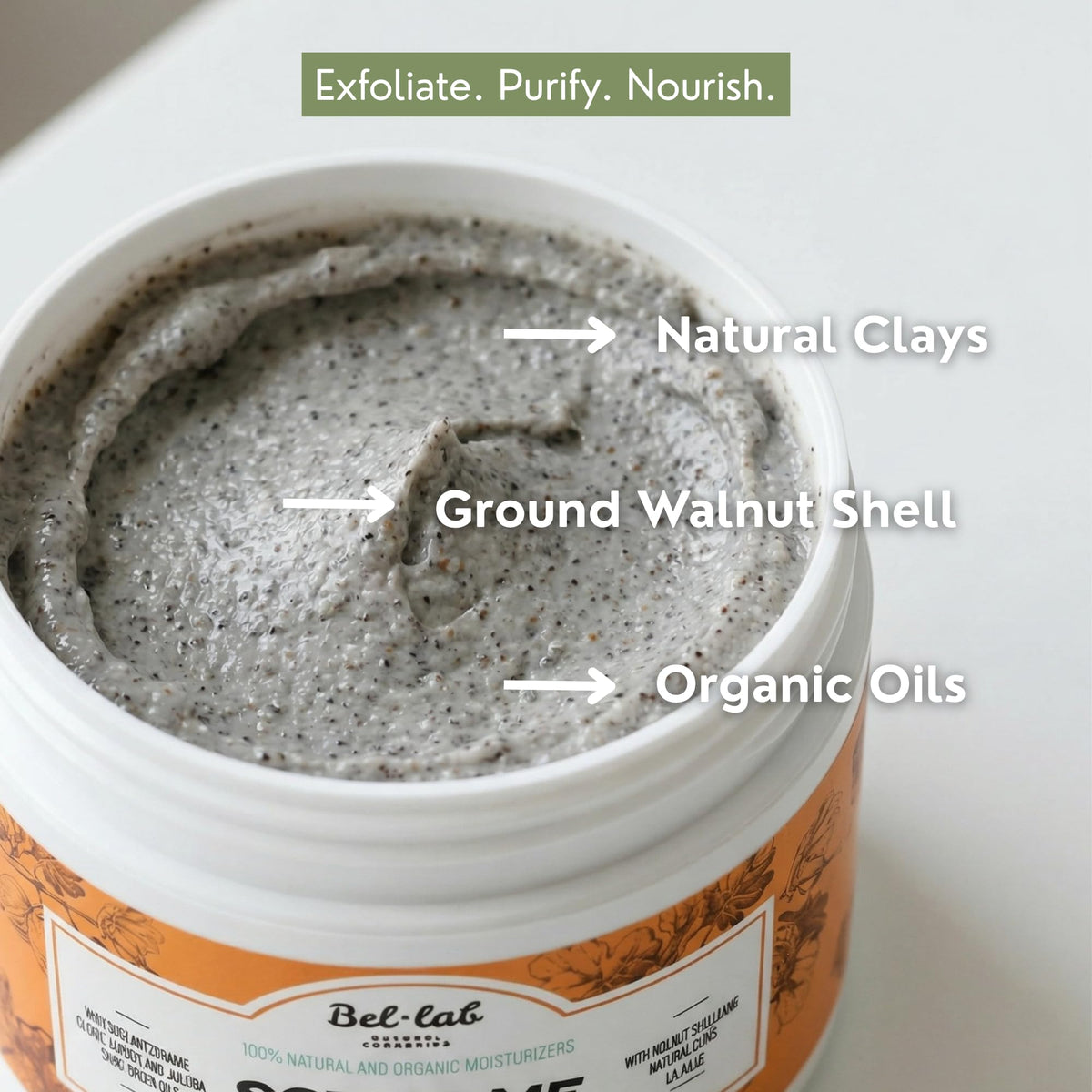 Bel Lab Facial Exfoliating Mask with Argan Oil Natural Clays - BEL LAB NATURAL COSMETICS Official Imagery - 4