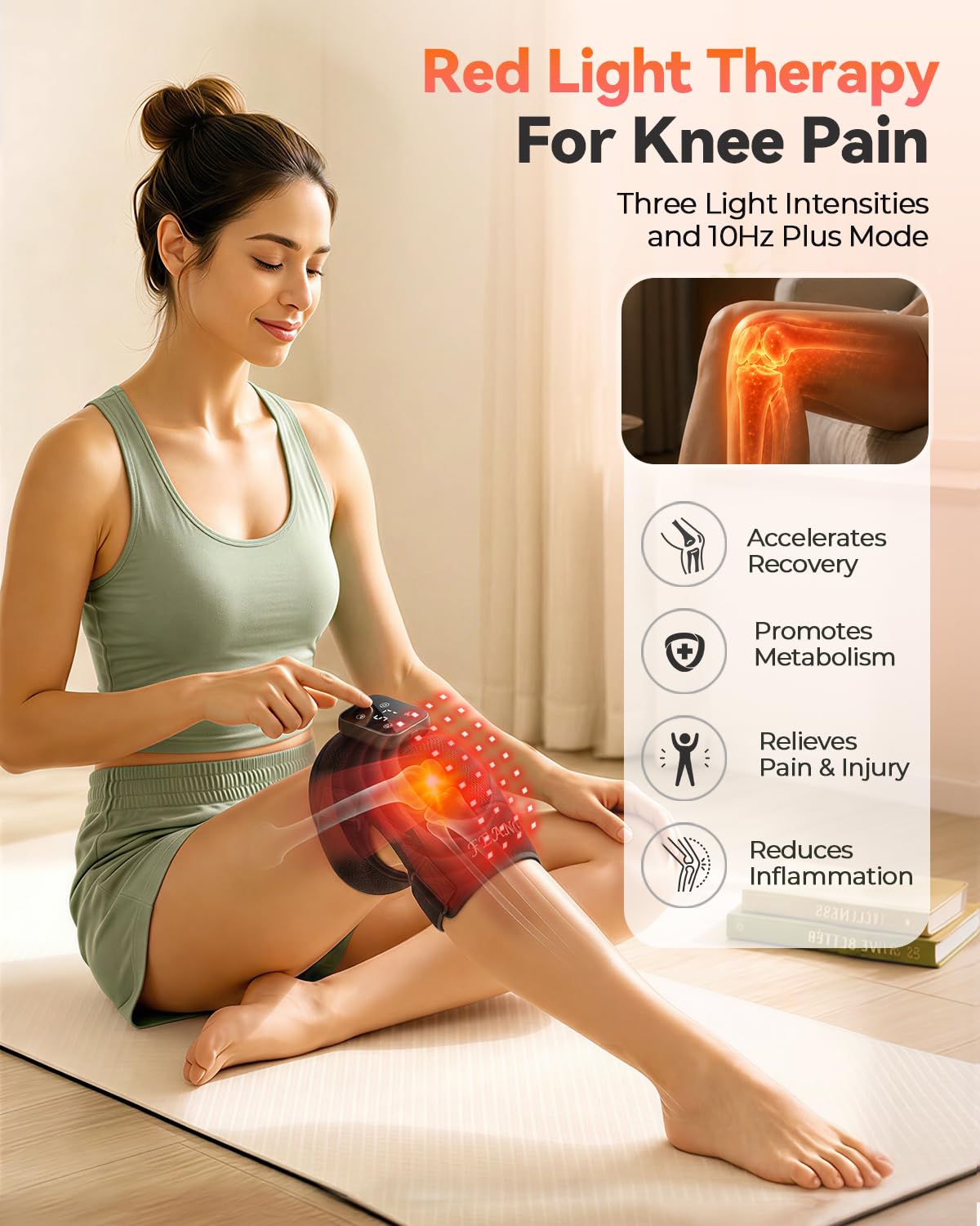 feangli Red Light Therapy Knee Massager for Knee Pain Relief, FSA&HSA