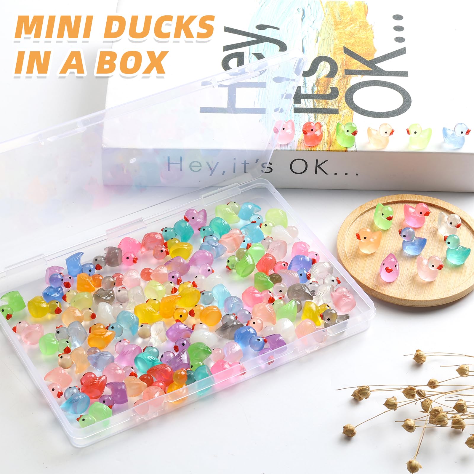 JWAJWY Mini Ducks 100 Pack Tiny Ducks Glow in The Dark - JWAJWY Official Product View 3