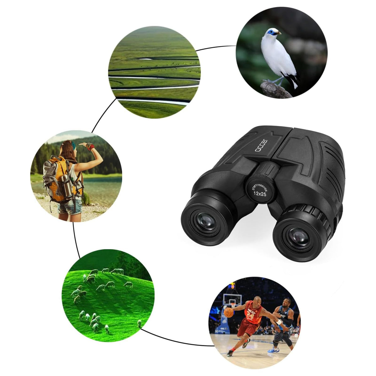 Occer 12x25 Compact Binoculars for Adults and Kids - occer Official Imagery - 7