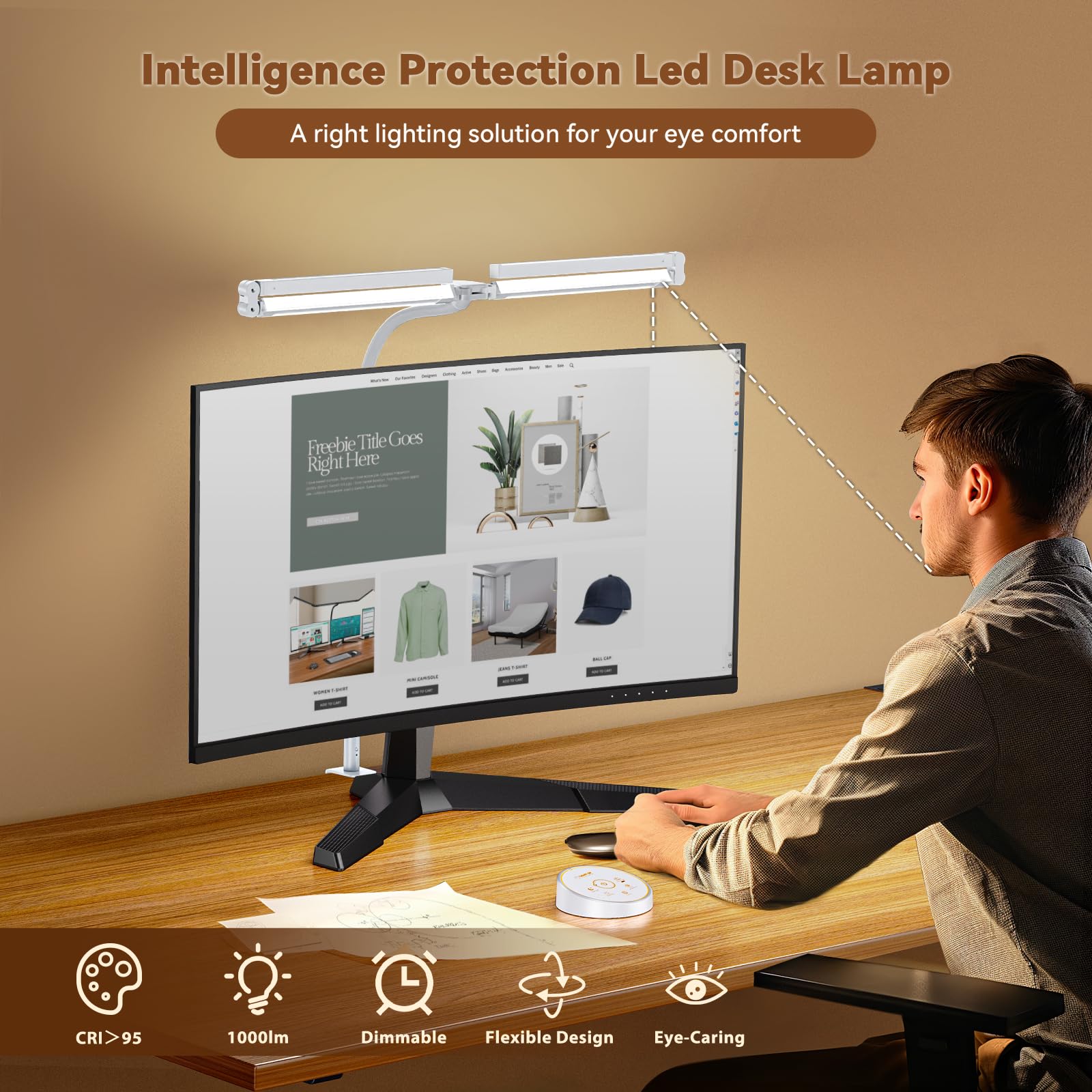 Pzloz Led Desk Lamp with Clamp: Architect Desk Lamp for Home Office, Eye Caring - Pzloz Official Product View 3