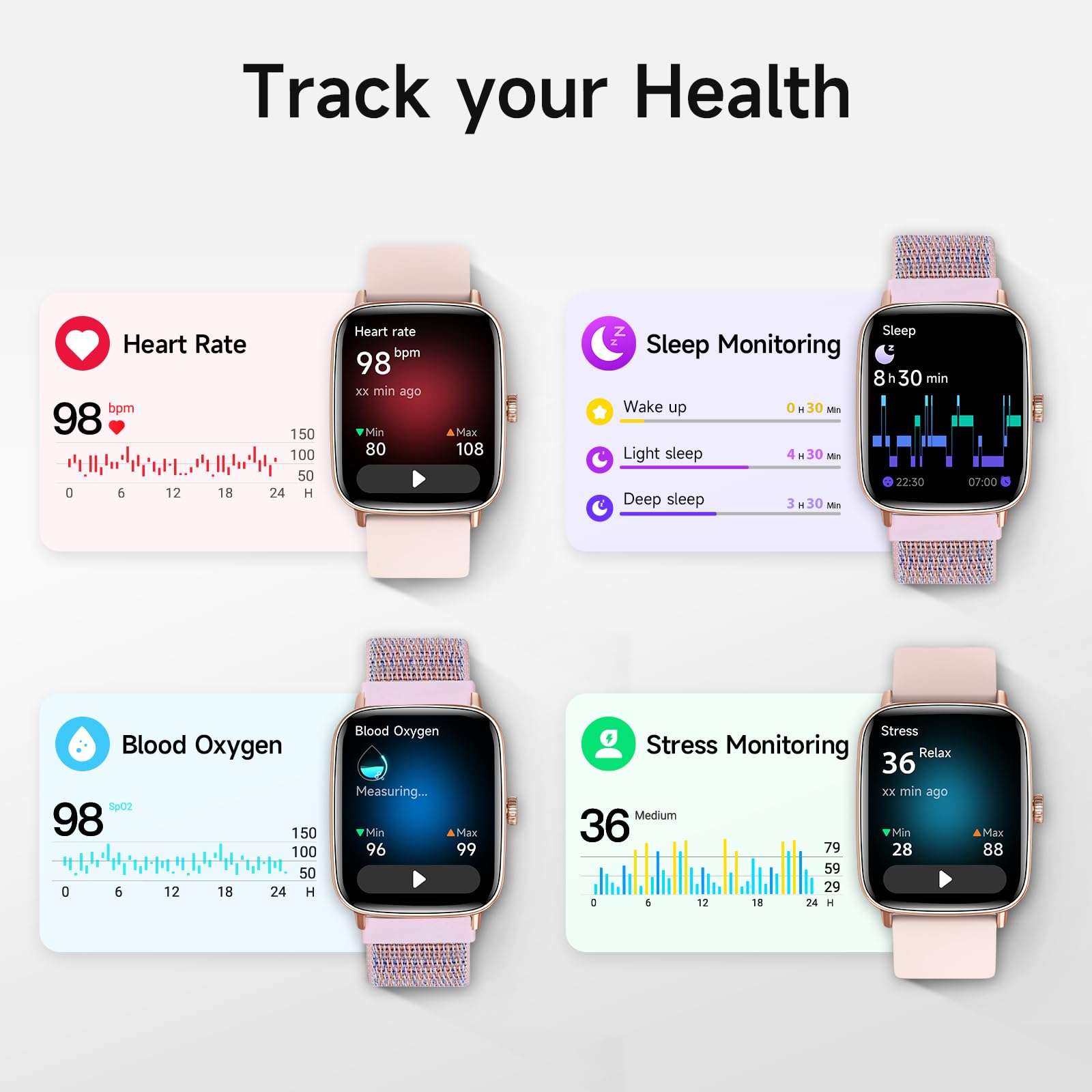 aeac Smart Watch for Women, 1.85" HD Smartwatch Compatible iPhone/Sams - View 3