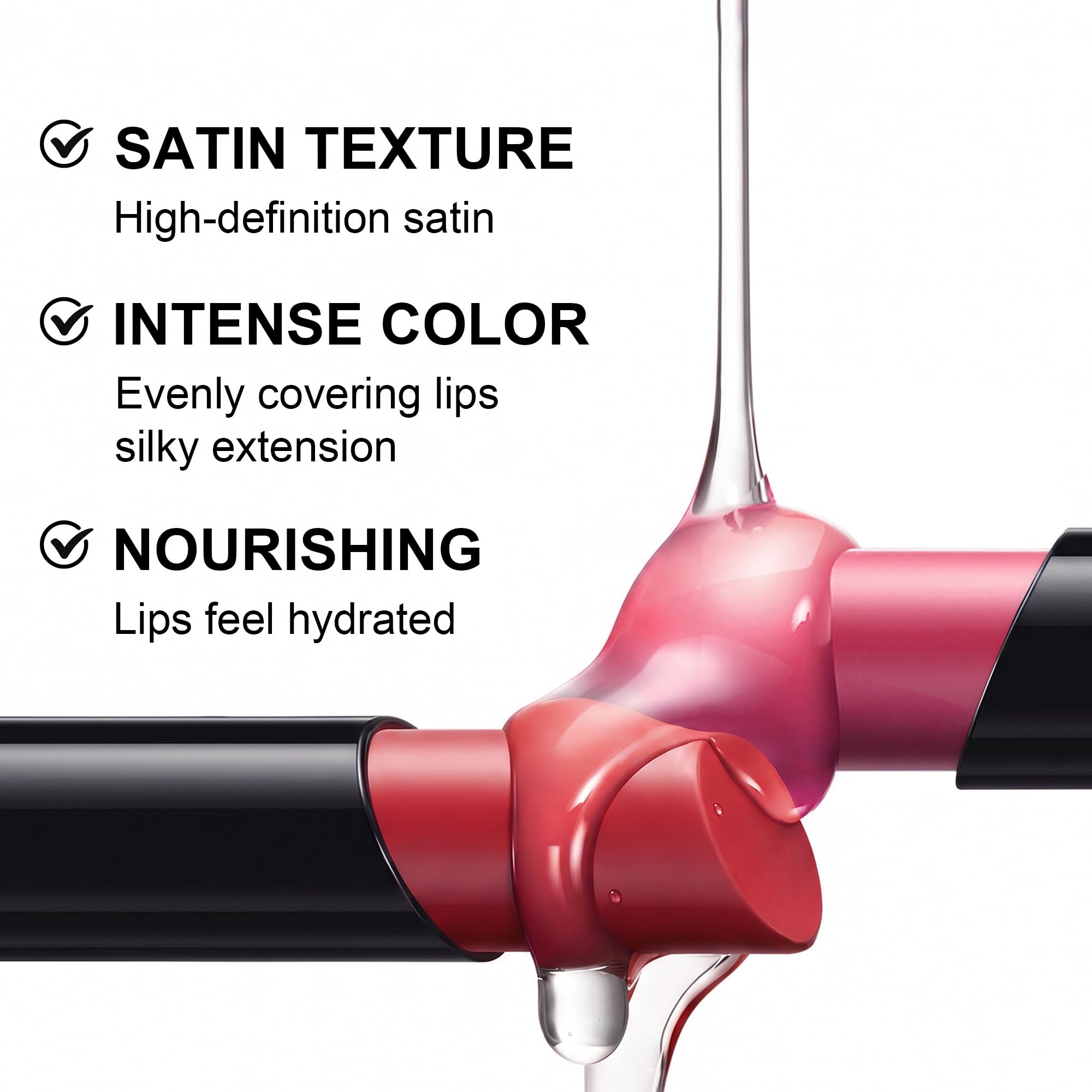 SAUBZEAN long-lasting glossy lipstick in vibrant lip color, satin finish, perfect for women’s makeup and lip enhancement.