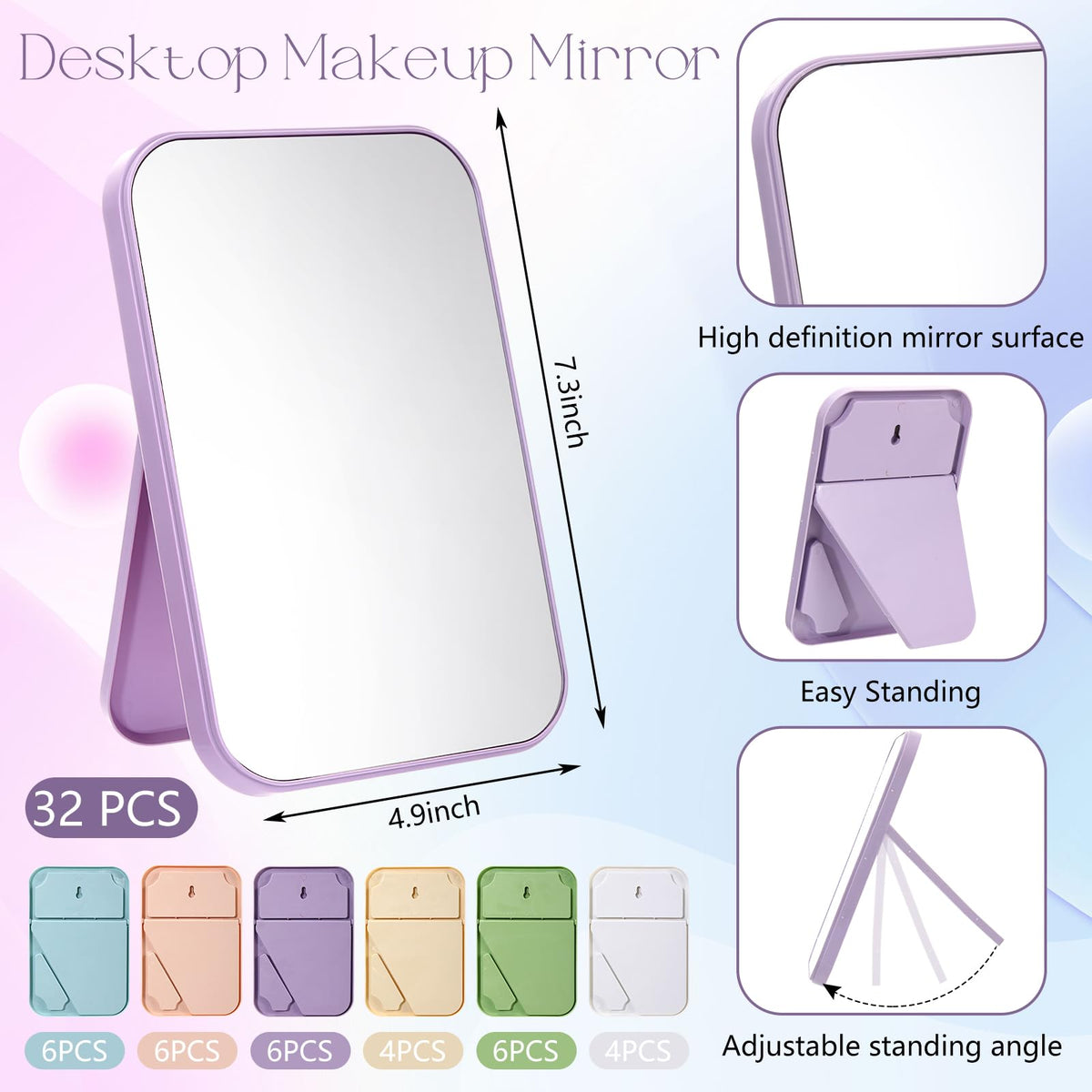 Honeydak 32 Pcs Desktop Makeup Mirror Bulk Table Mirrors - Honeydak Official Imagery - 3