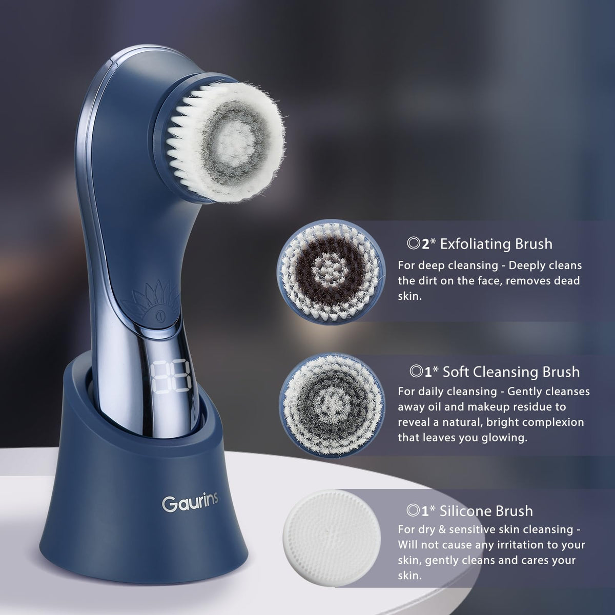 Facial Cleansing Brush Rechargeable Electric Face Scrubber 2 - Gaurins Official Imagery - 4
