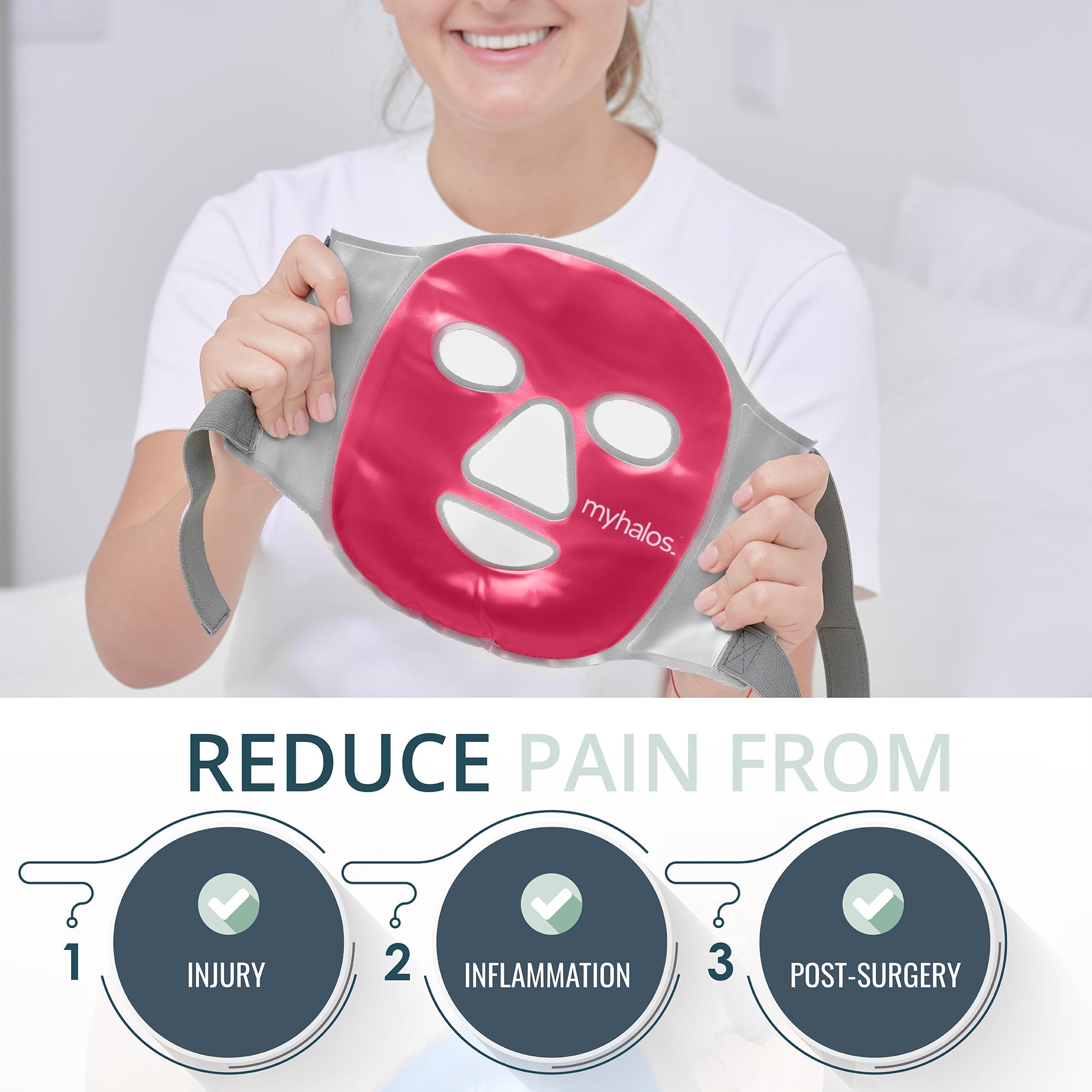 MyHalos® Ice Face Mask, Cooling Gel Pack for Migraine, Swelling & Puffiness