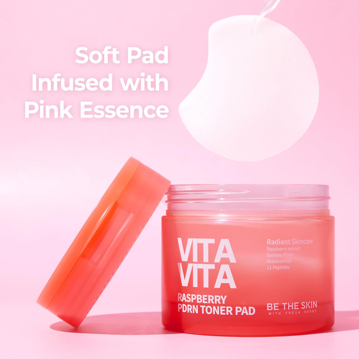 BE THE SKIN Vitavita Raspberry PDRN Toner Pad 2 Niacinamide - BE THE SKIN Official Imagery - 5