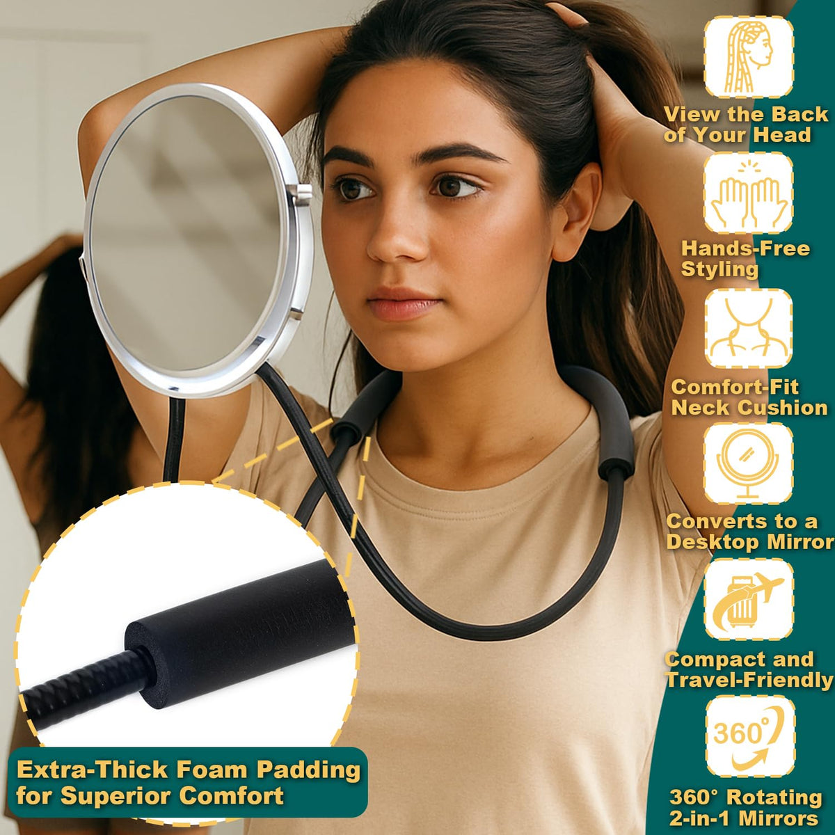 Double Sided Mirror to See Back of Head 360 Hair Cutting - BESZONE Official Imagery - 5
