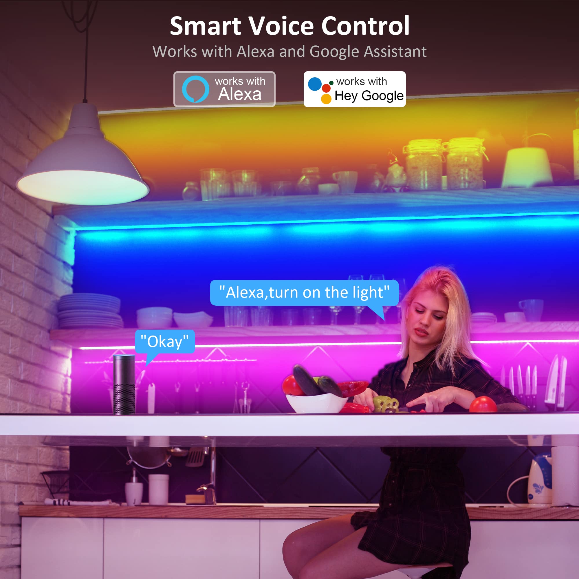 maylit 10 PCS 20in Smart RGB Under Cabinet Lights Kit - maylit Official Product View 3