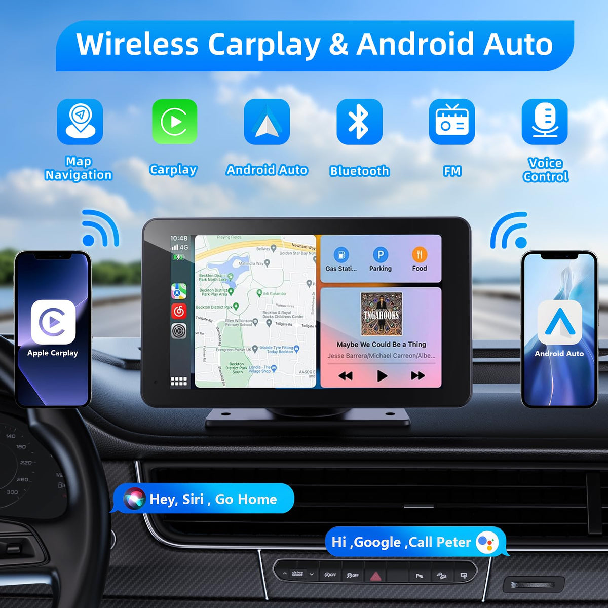 VUKARUAL Wireless Carplay and Android Auto Screen for Car 7 - VUKARUAL Official Imagery - 3
