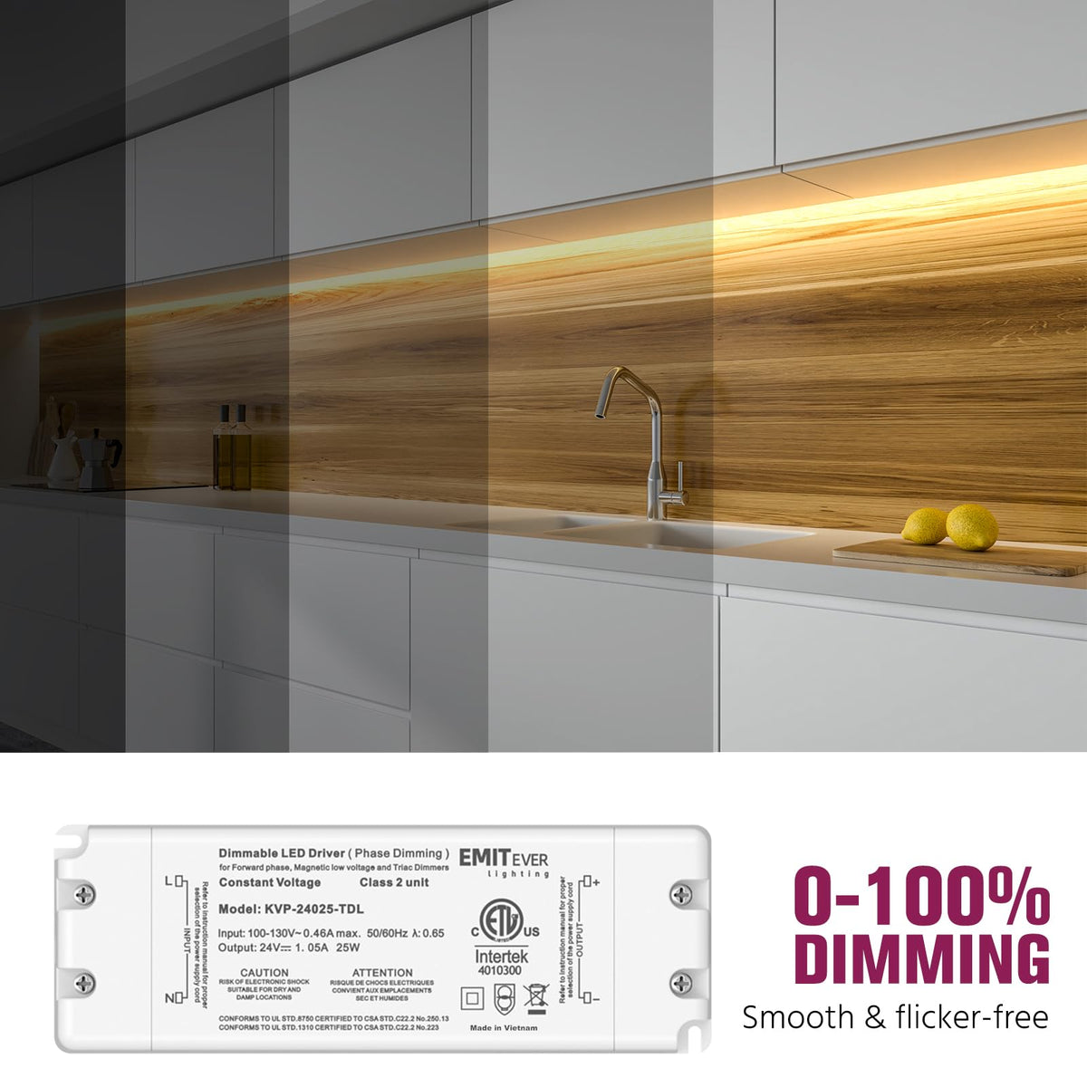 EMITEVER 25W 24V Triac Dimmable LED Driver AC 120V to DC - EMITEVER Official Imagery - 5