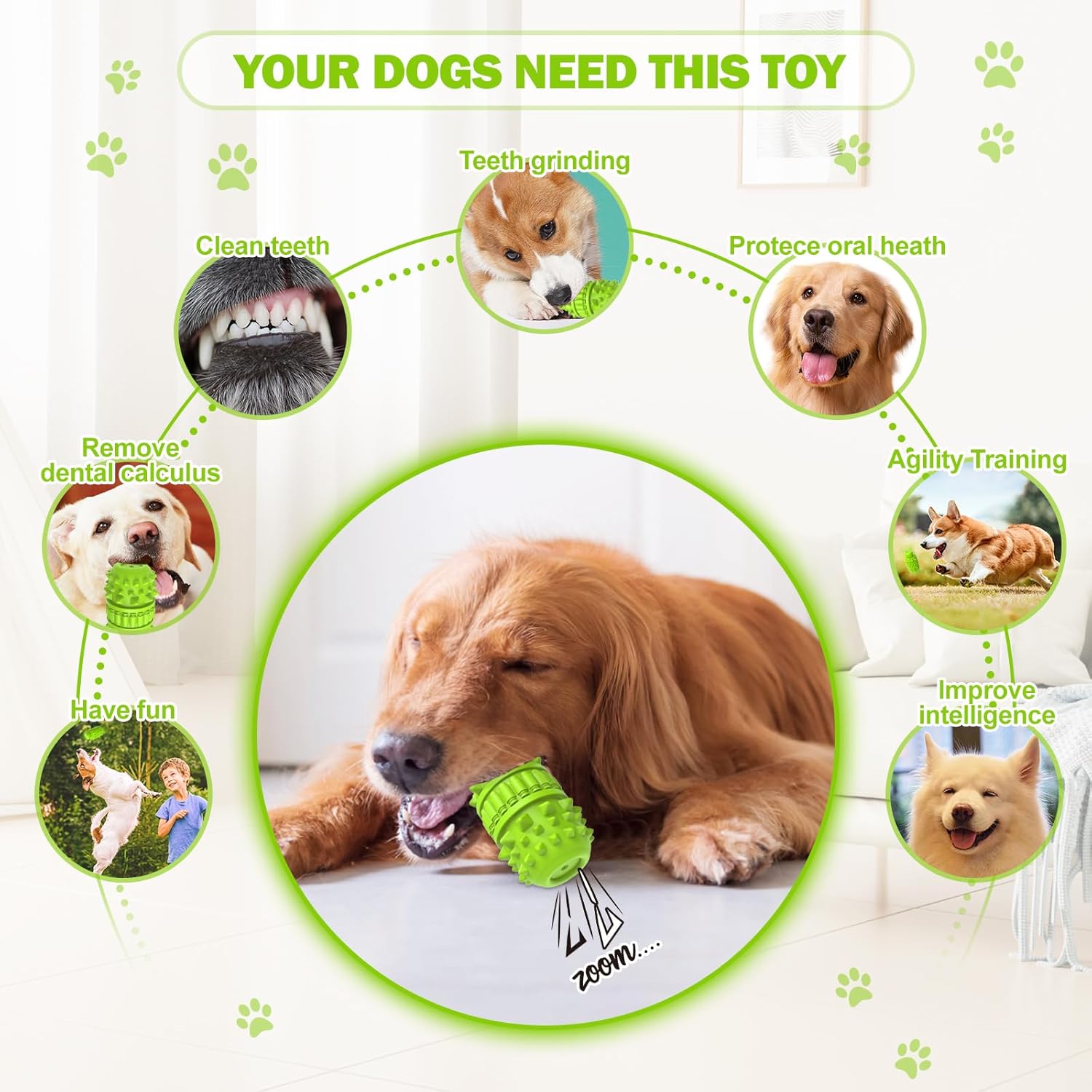 PIFFZEDO dog toy for aggressive chewers, interactive natural rubber squeaky chew toy for dogs' active play and teeth cleaning