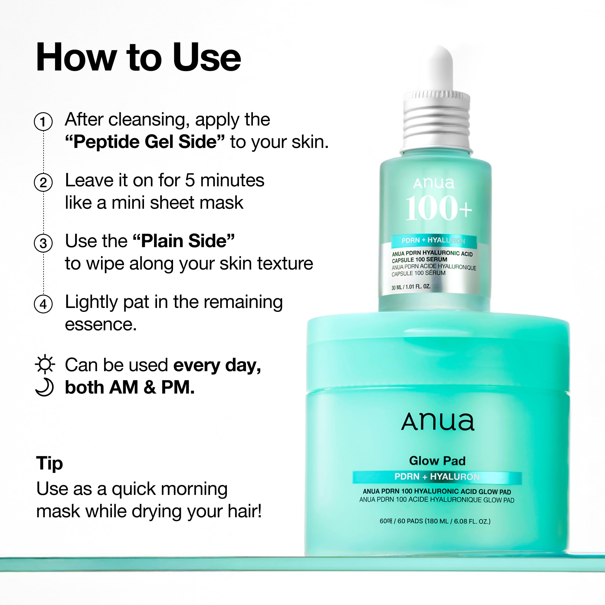 Anua PDRN 100 Hyaluronic Acid Toner Pad, 6.1 fl oz, 60 Count - ANUA Official Product View 7
